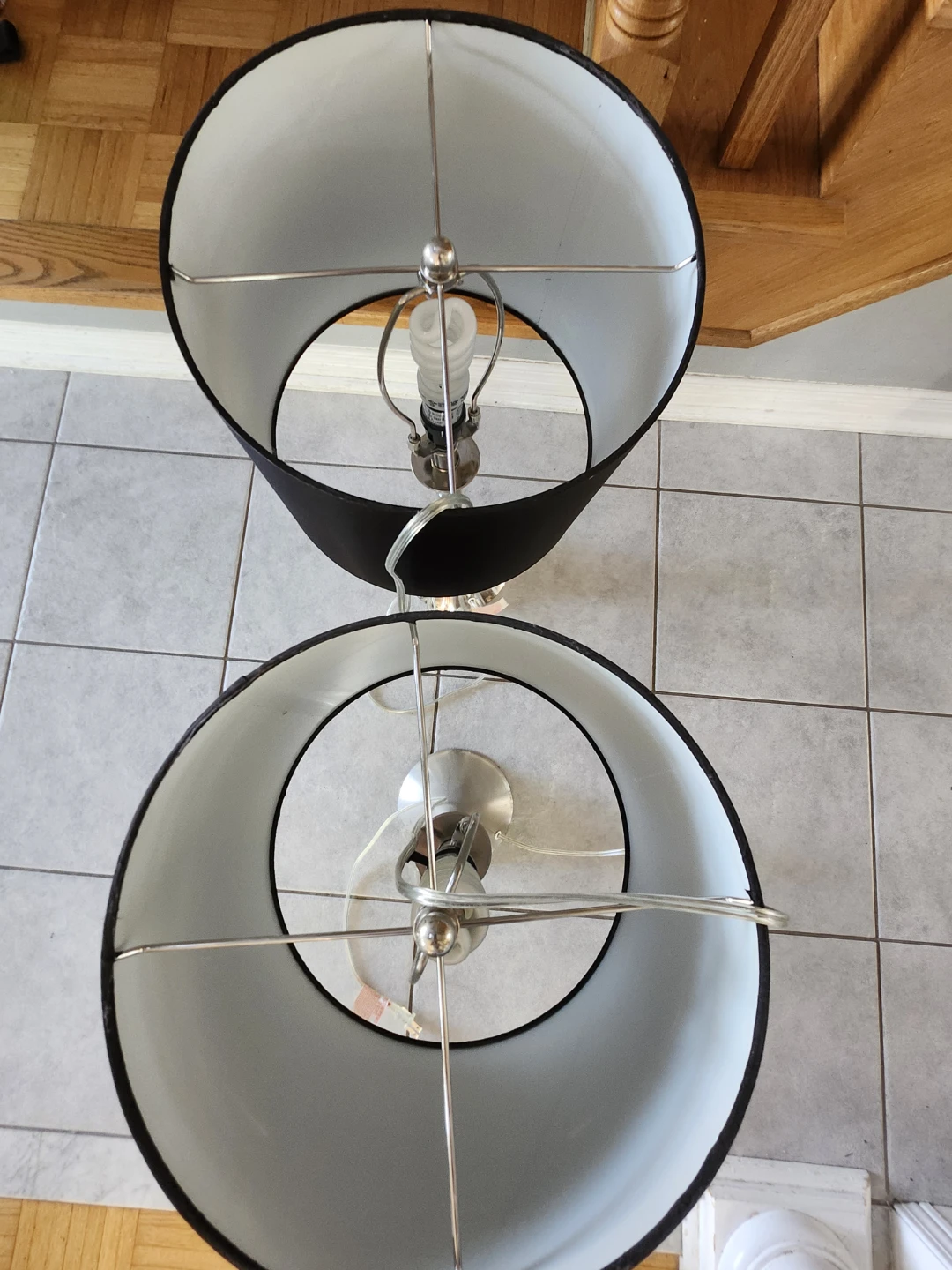 Pair of Black Drum Shade Table Lamps - photo 2