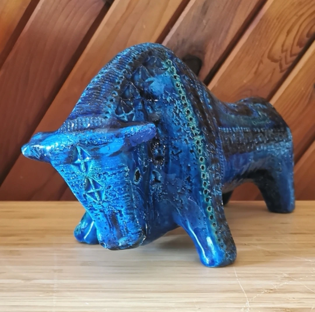 Vintage Bitossi Rimini Blu Ceramic Bull - photo 2