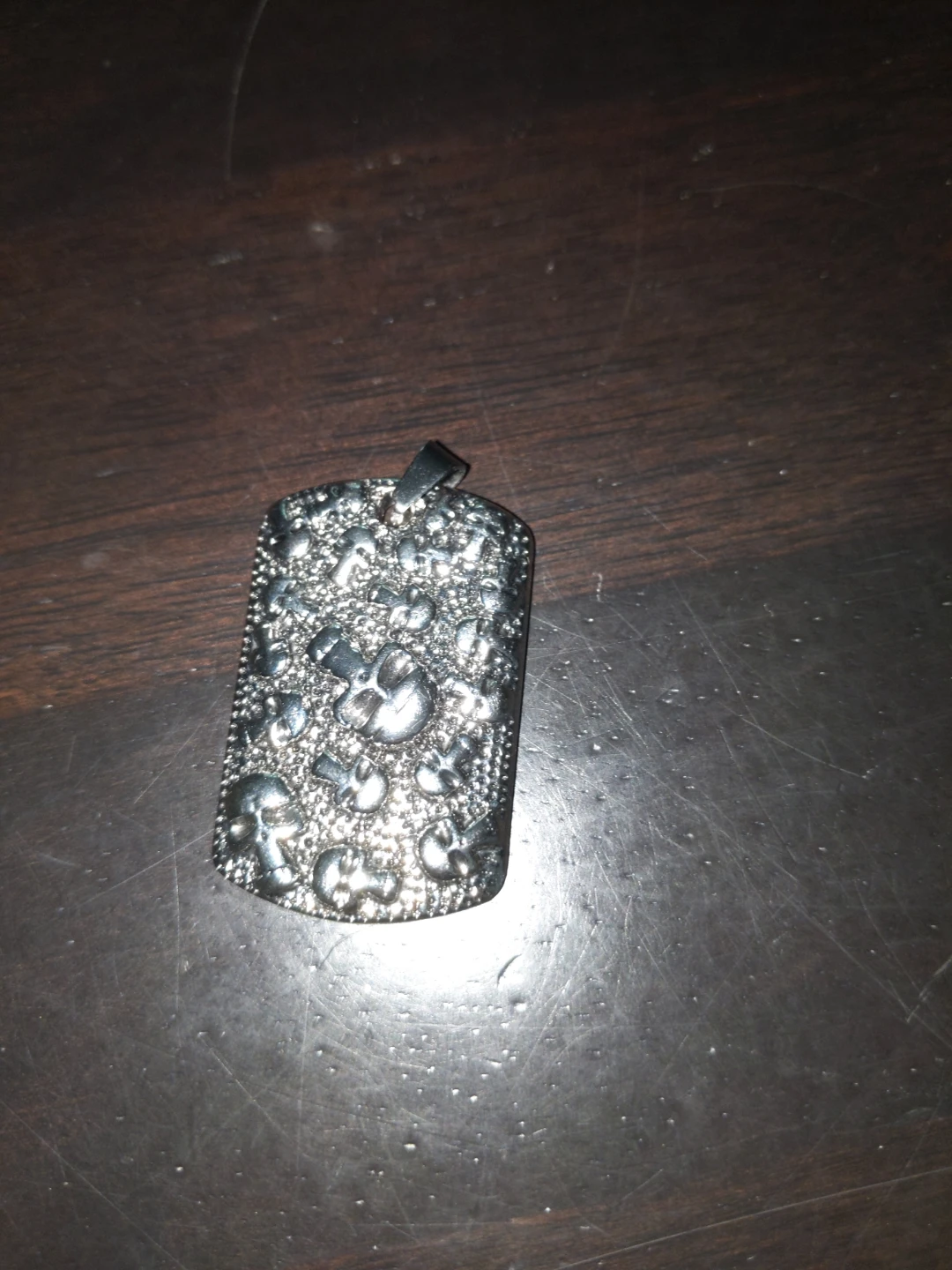 Silver skull dog necklace