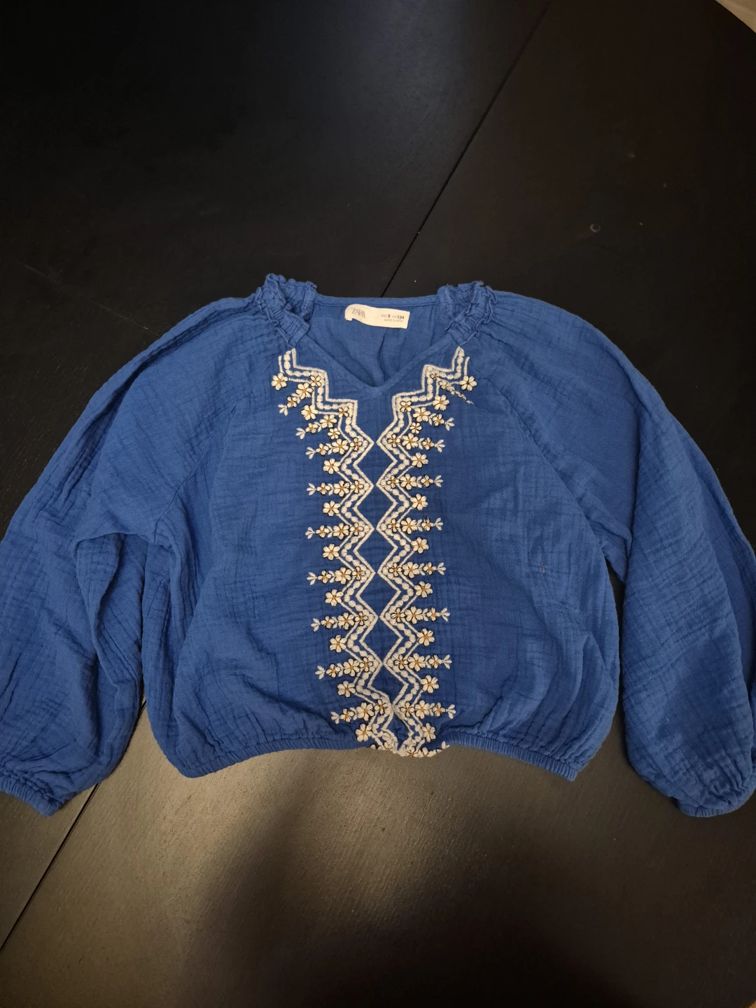 Zara kids blue embroidered Blouse,Size 9 yrs