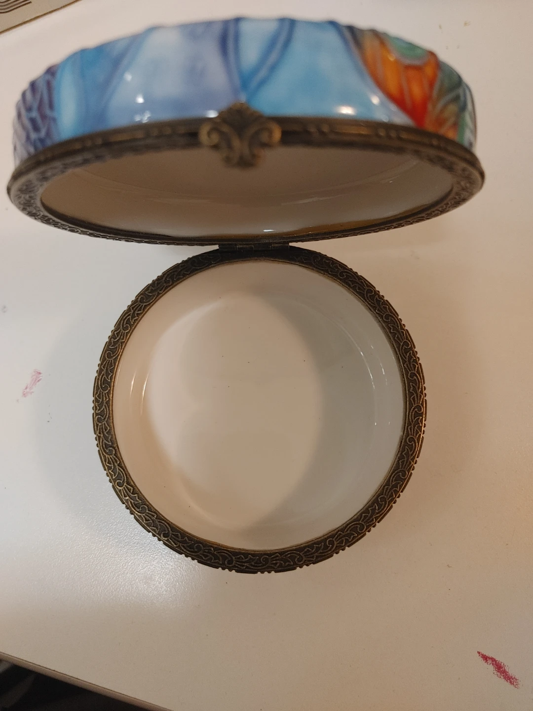 Bertaya Hinged Trinket Box - Peacock Design - photo 2
