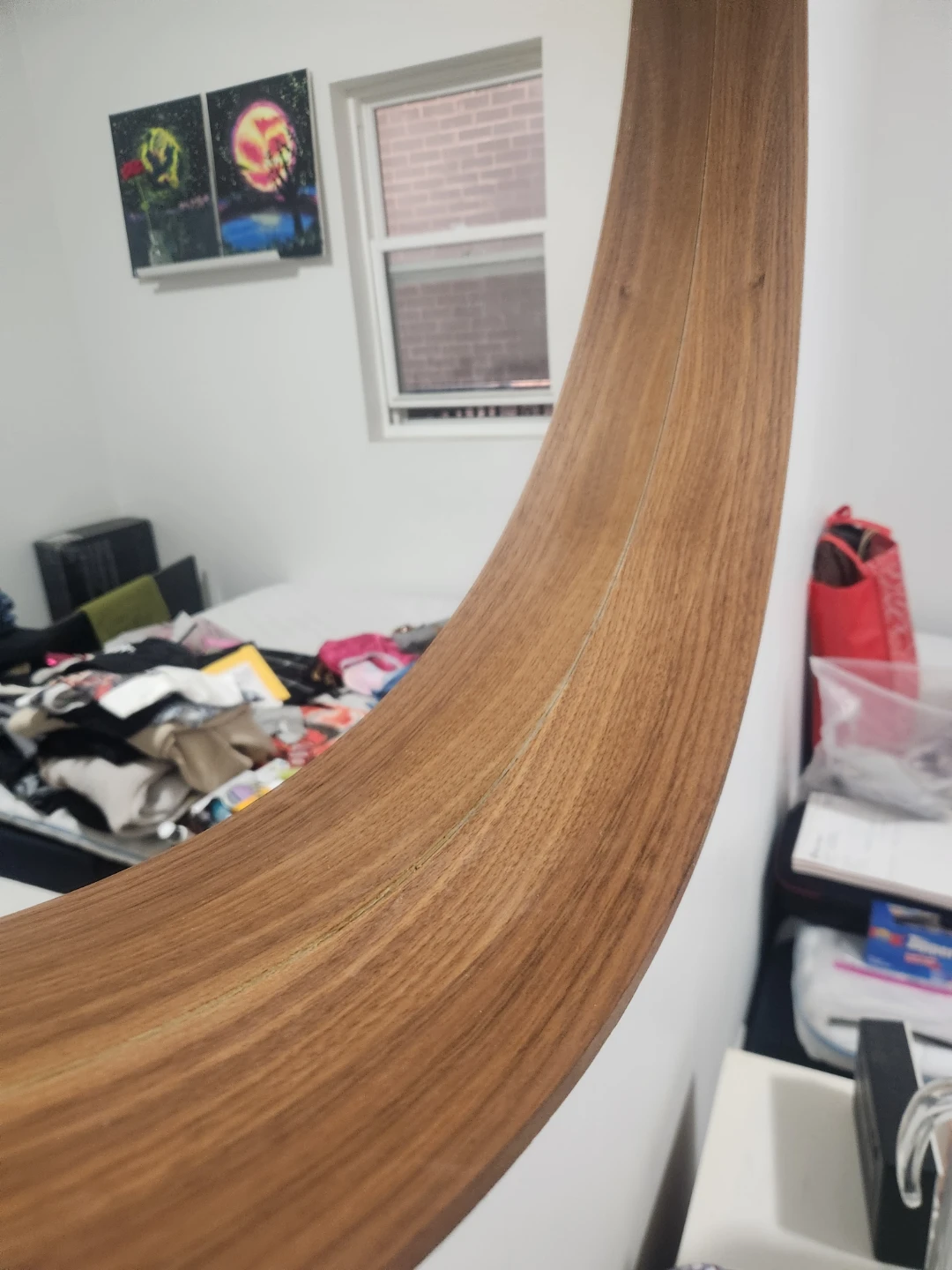 Round Walnut Veneer Mirror - 80 cm (31 1/2") - photo 2