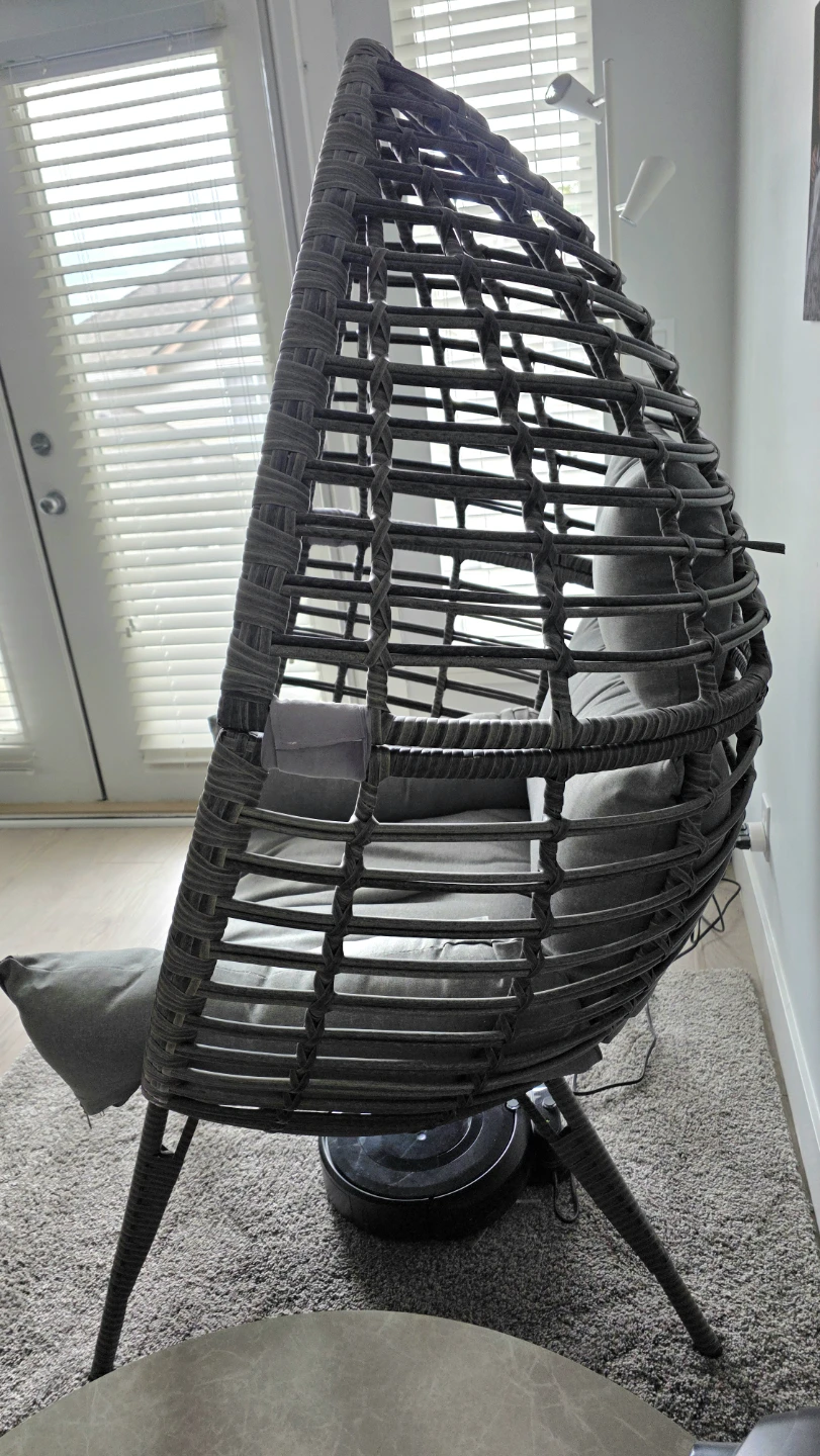 Grey Wicker Egg Chair with Cushions - photo 2