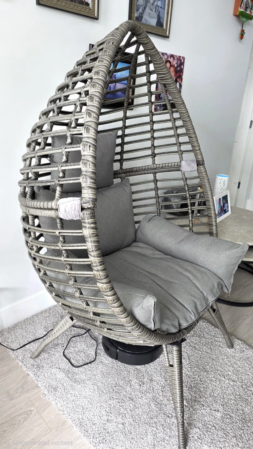 Grey Wicker Egg Chair with Cushions - photo 3