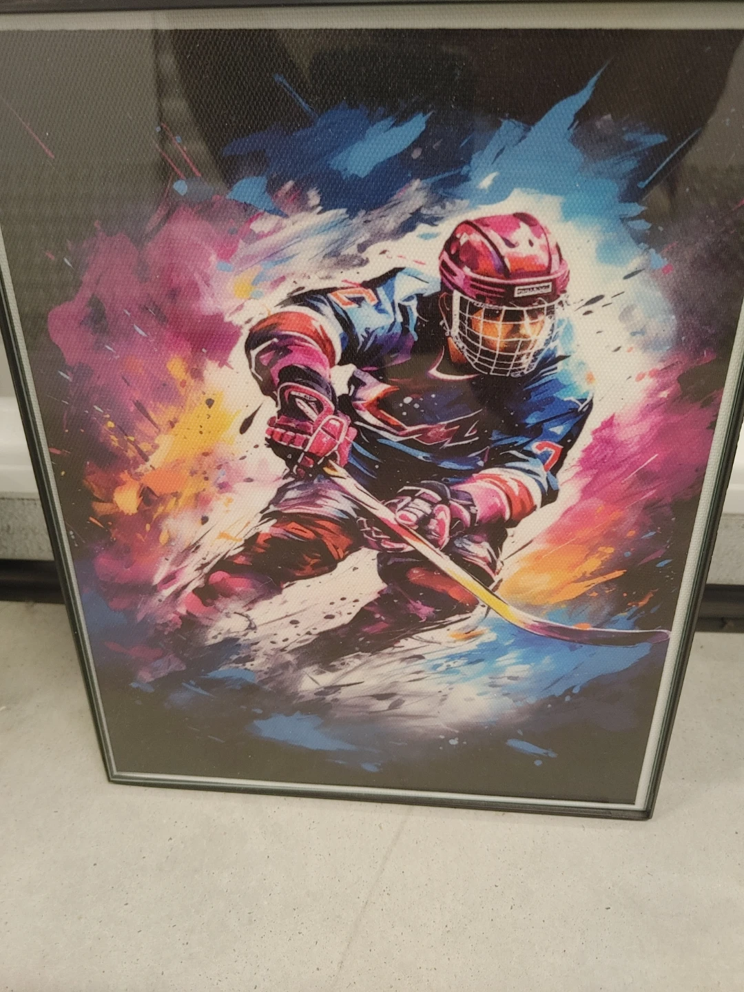 Framed Hockey Player Art Print
