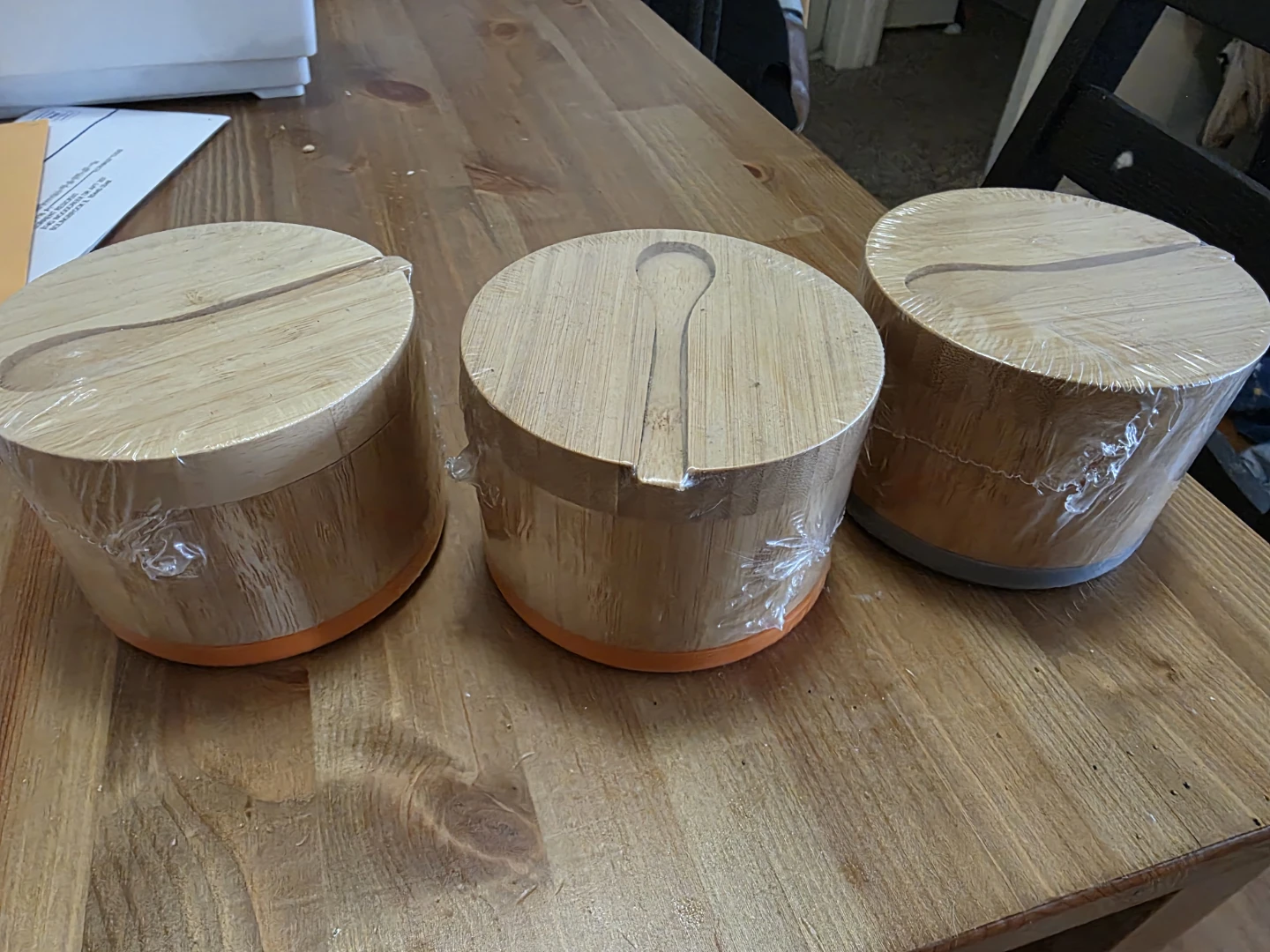 Set of 3 Bamboo Canisters with Spoons