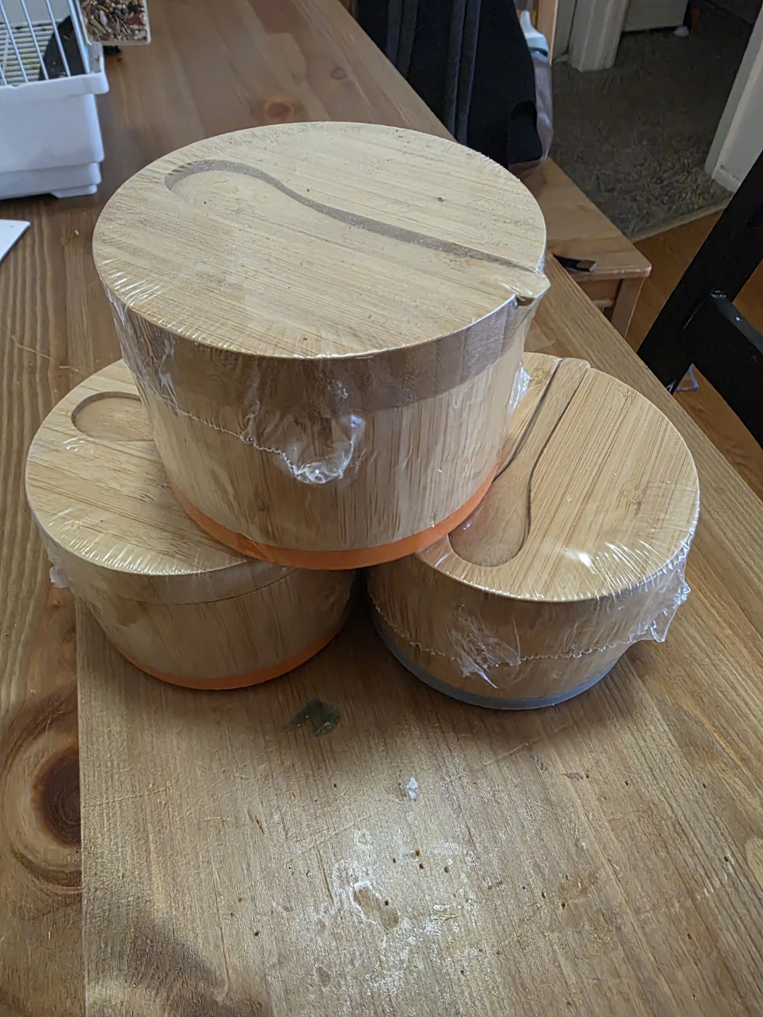 Set of 3 Bamboo Canisters with Spoons - photo 2