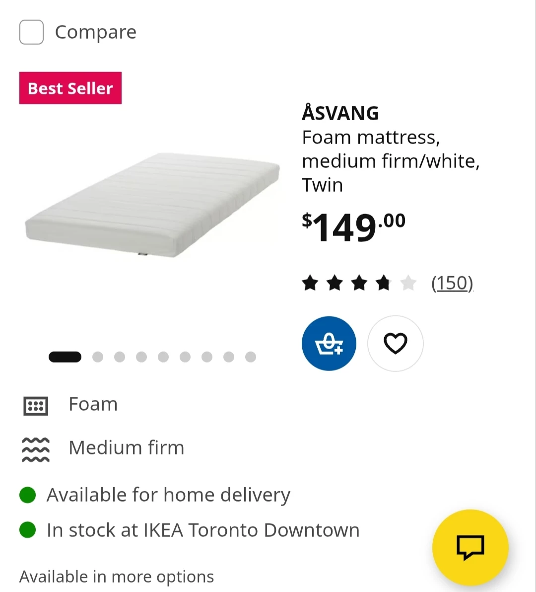 IKEA ÅSVANG Foam Mattress - Twin Size