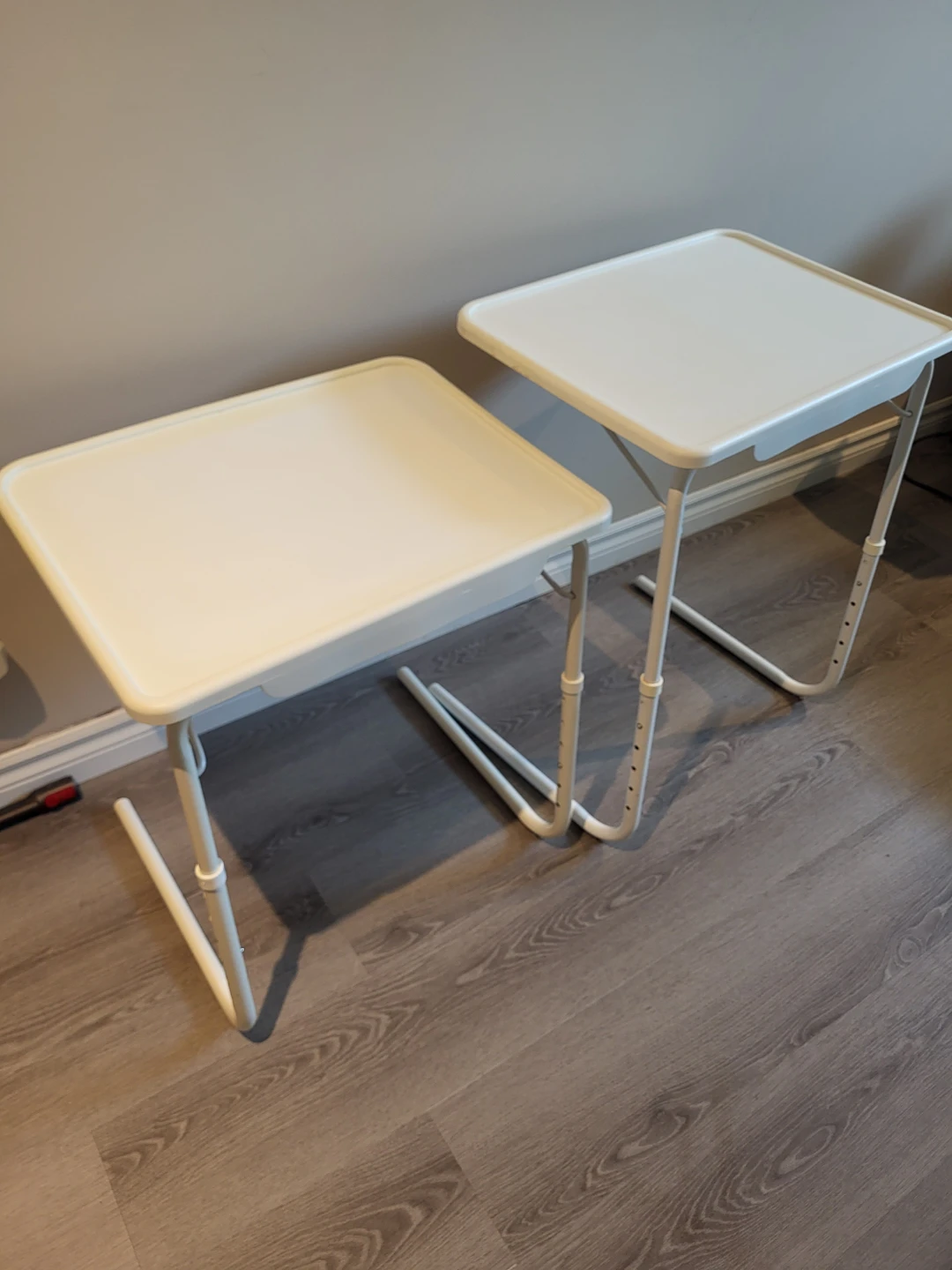 White Adjustable Tray Tables (Set of 2)