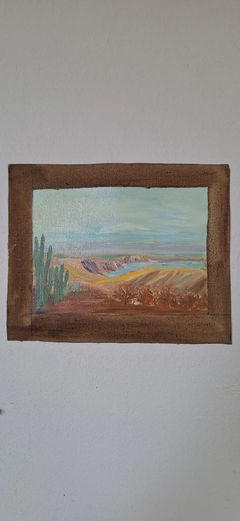 Original Oil Painting - Desert Landscape with Cacti
