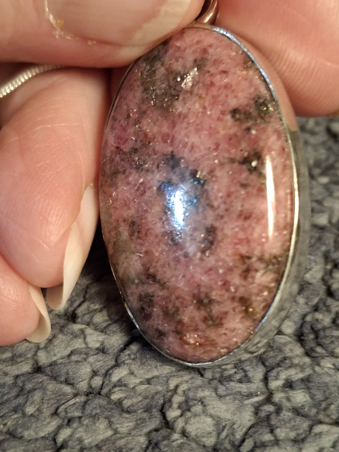 Sterling Silver Pink Rhodonite Necklace - photo 4