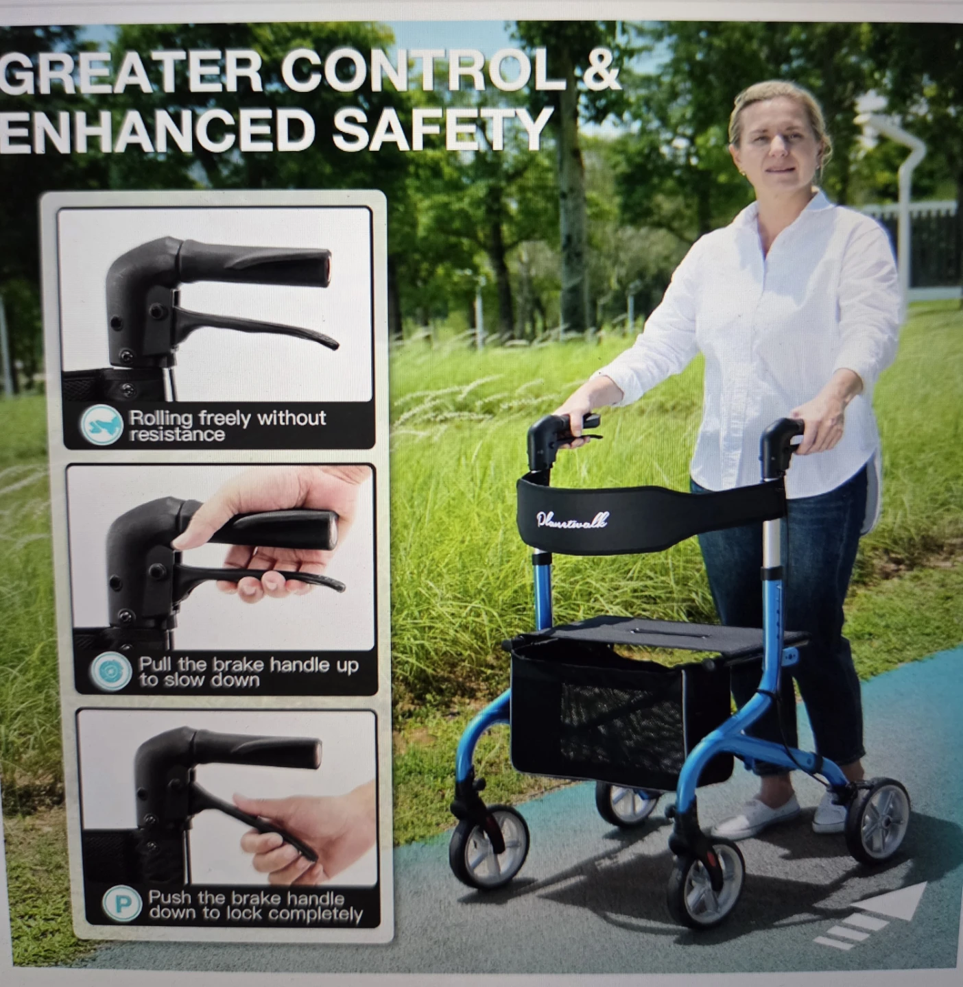 Planet Walk Blue Lightweight Rollator Walker - photo 4
