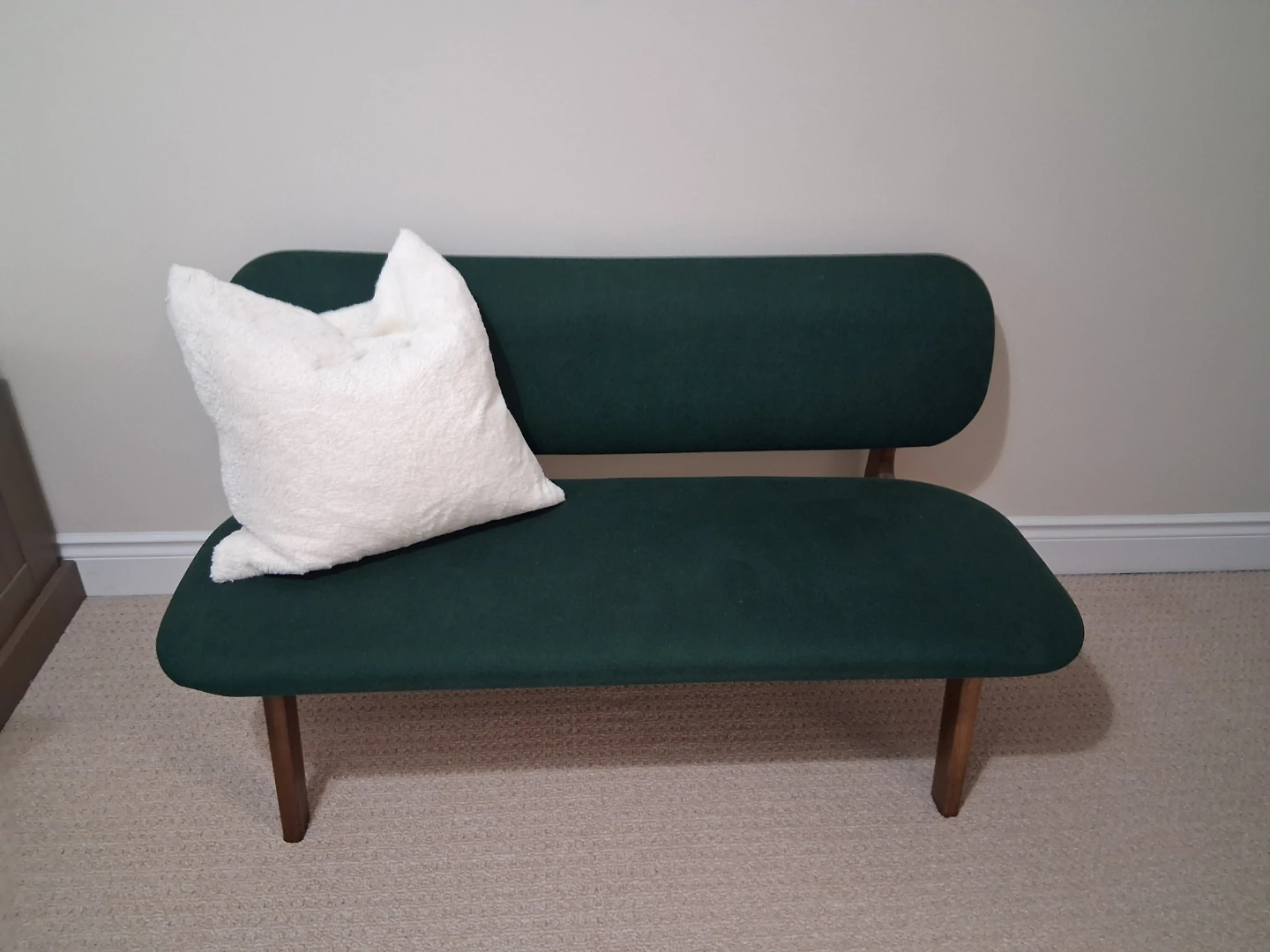 Green Upholstered Bench with Wooden Legs - photo 5