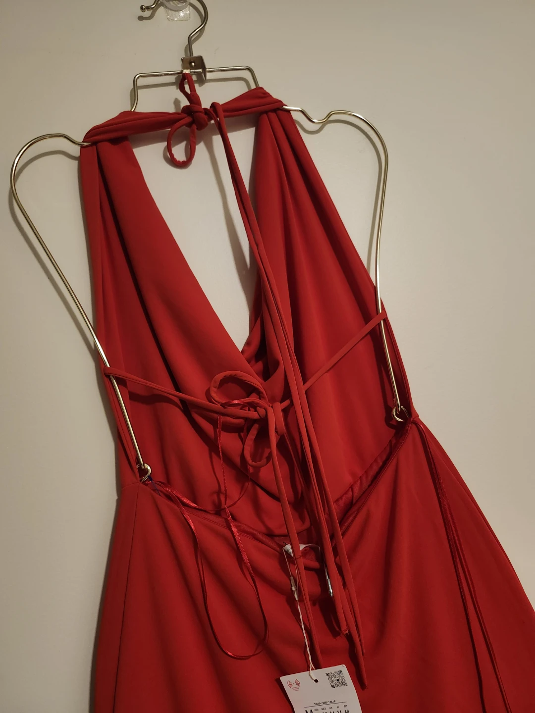 Red Cowl-Neck Halter Maxi Dress - Medium - photo 4