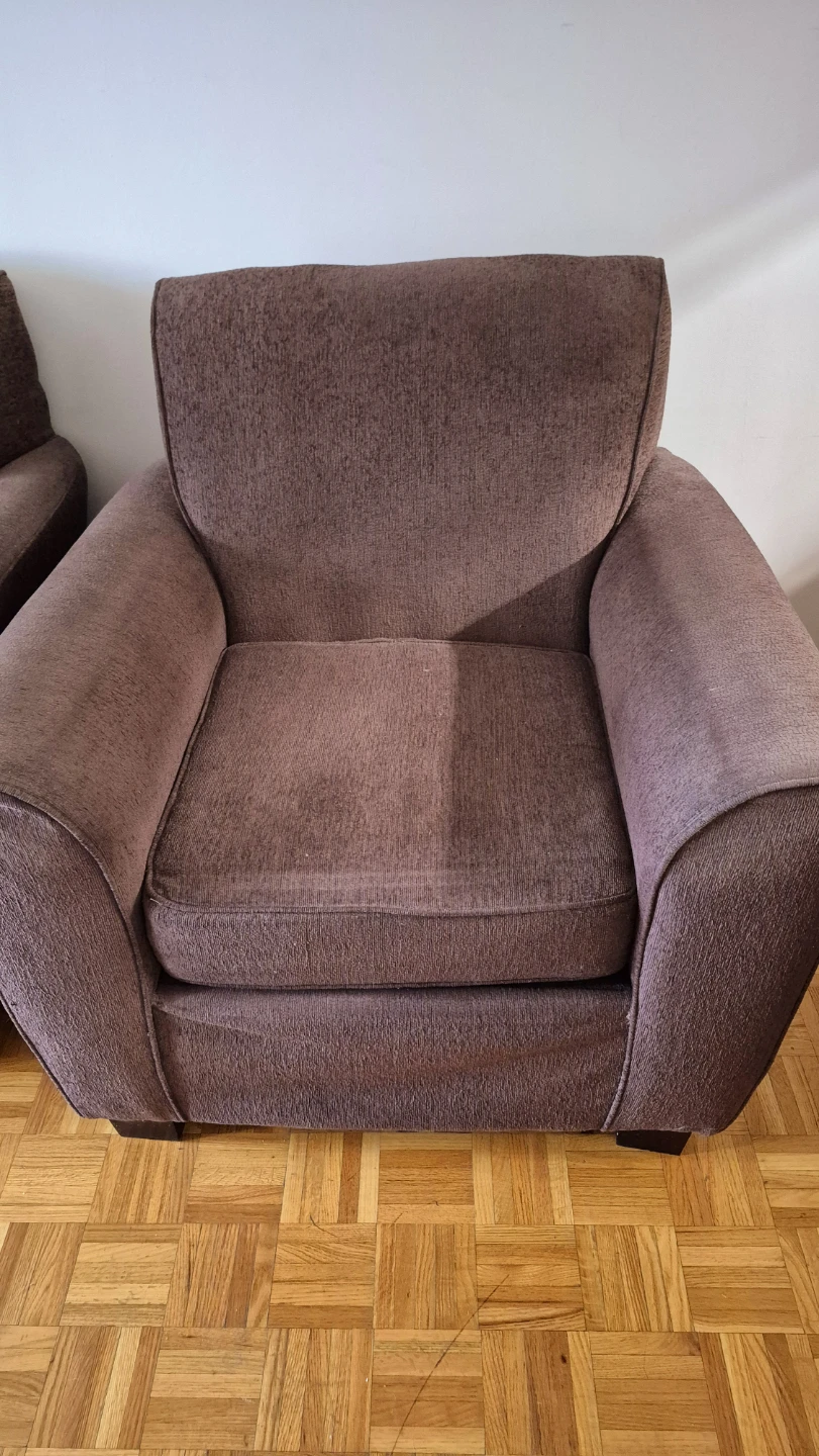 Brown Fabric Three Seater Sofa Couch and Armchair set - photo 2