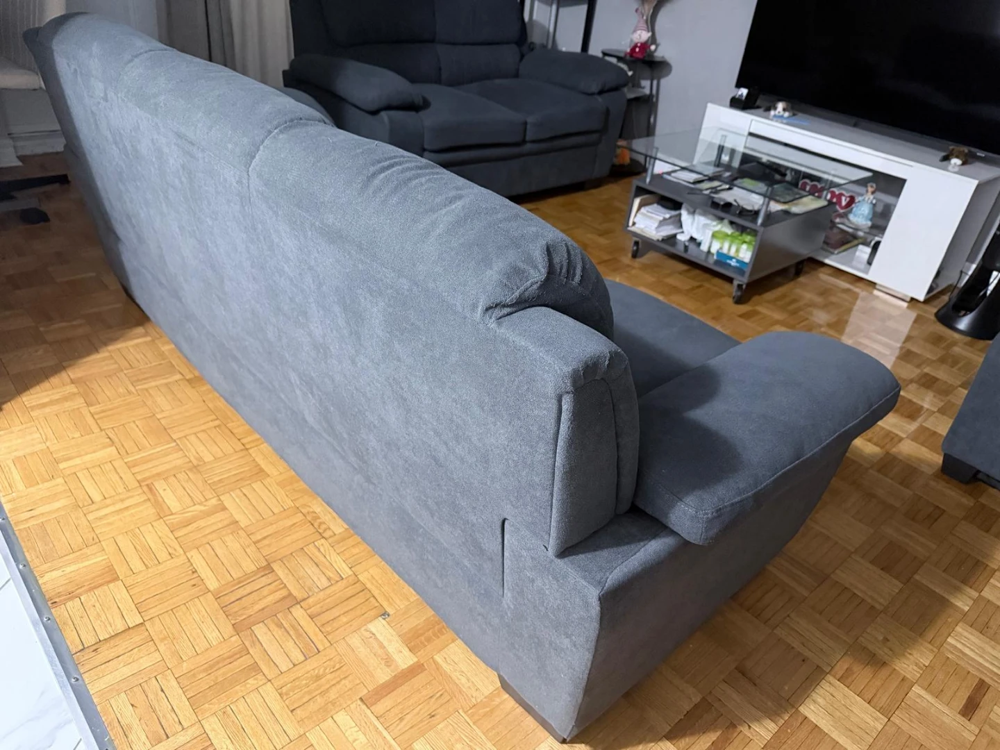 Grey Fabric Loveseat Sofa - photo 3