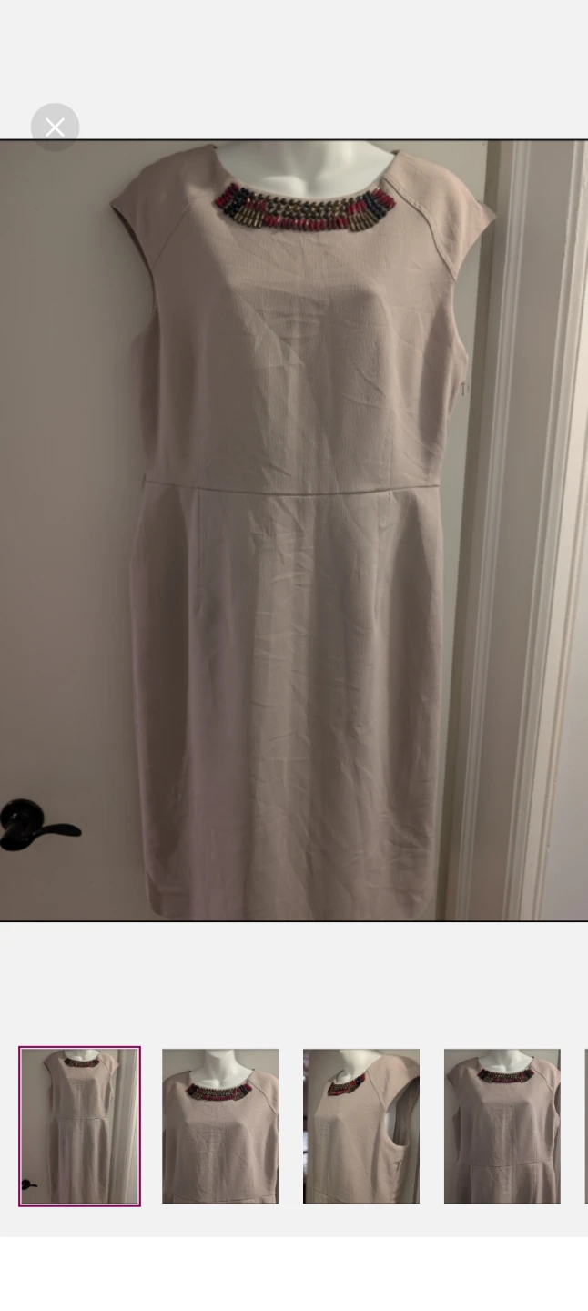 Women's Jones New York Beige Dress with Embellished Neckline. - photo 2