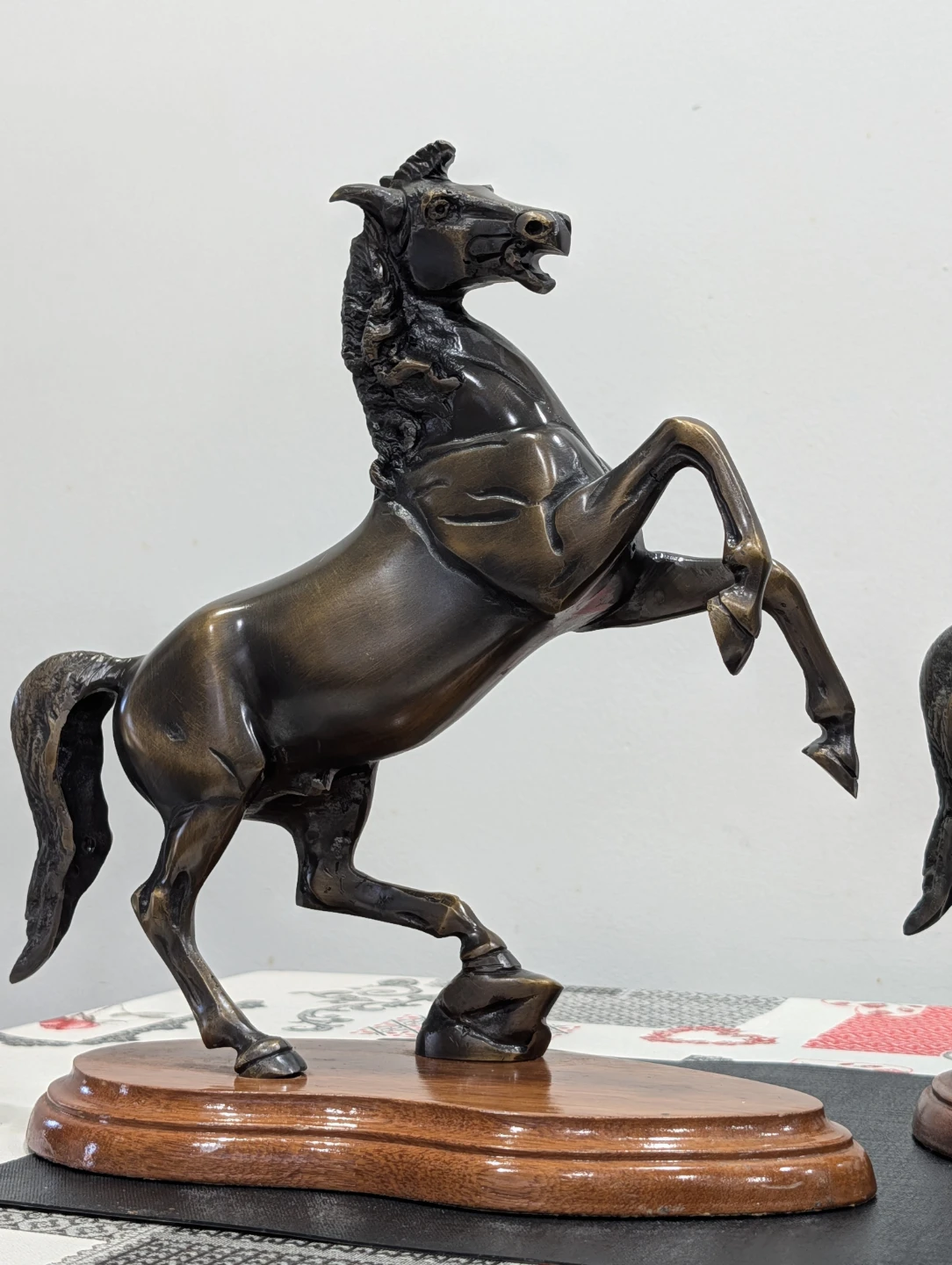 Solid Bronze Rearing Horse Statues (Pair) - photo 2