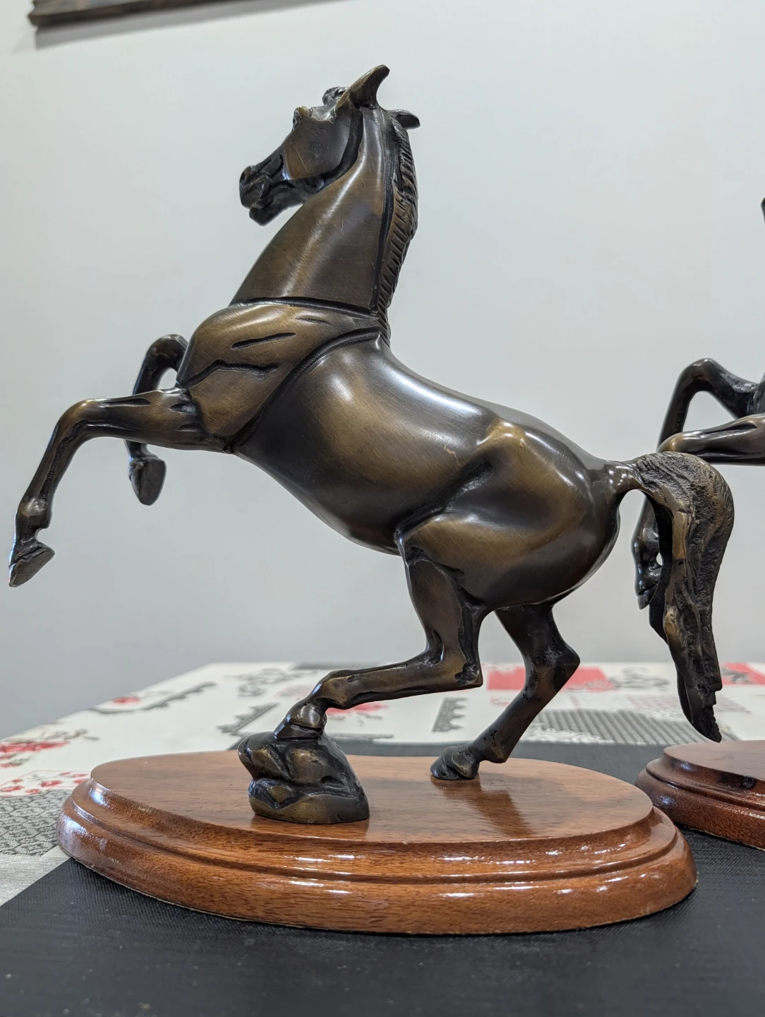Solid Bronze Rearing Horse Statues (Pair) - photo 4