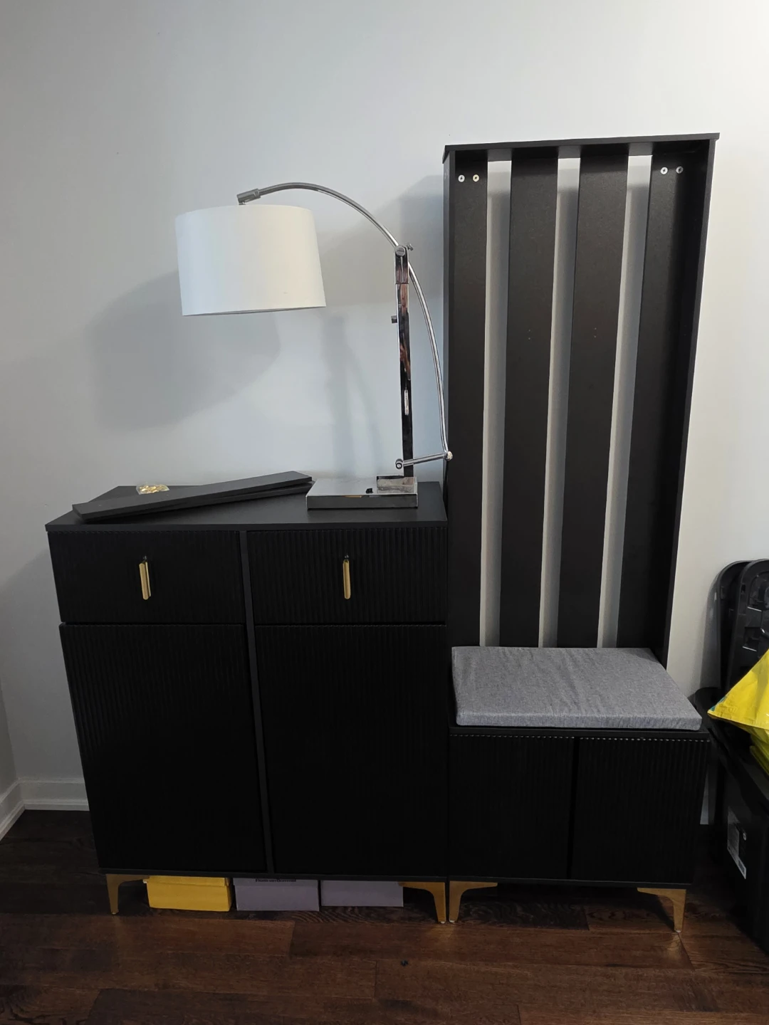 Black Storage Cabinet with Seat - photo 3
