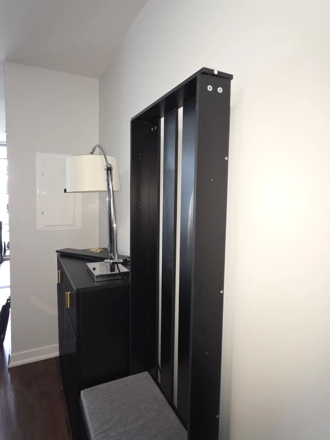 Black Storage Cabinet with Seat - photo 5