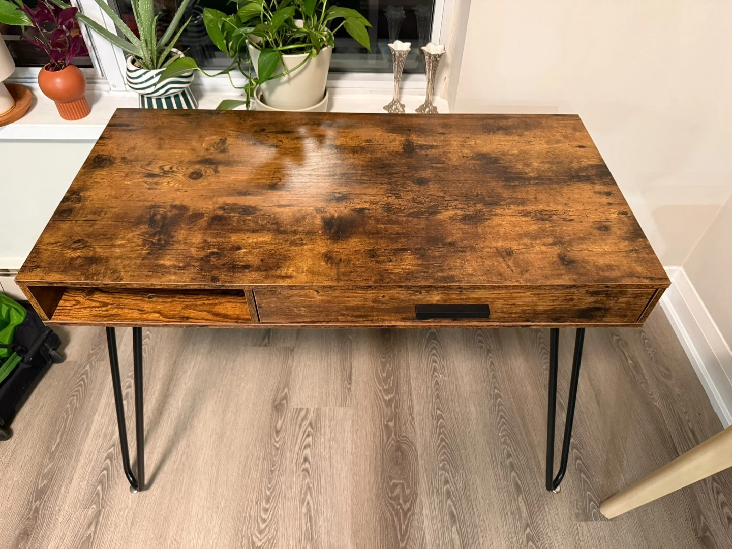 Rustic Wood Desk with Drawer - photo 3