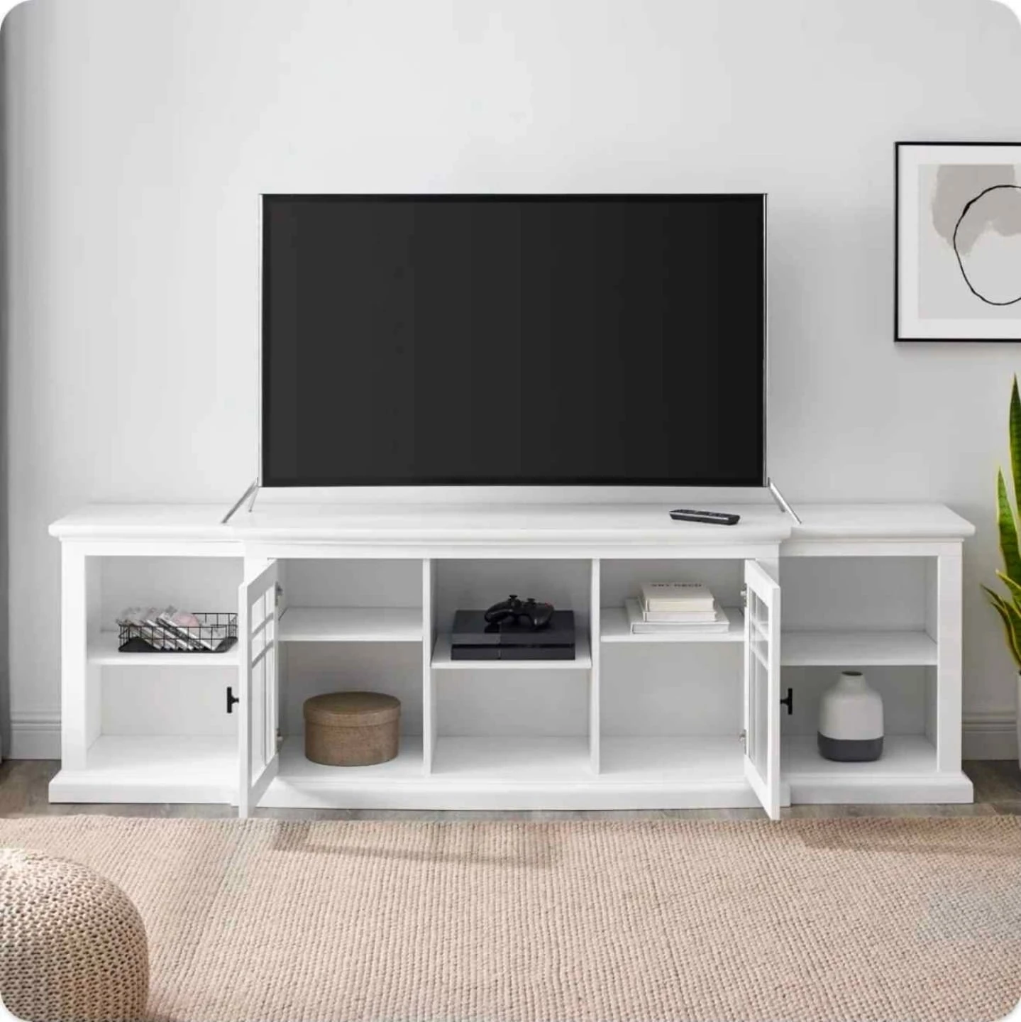White Media Console TV Stand - photo 4