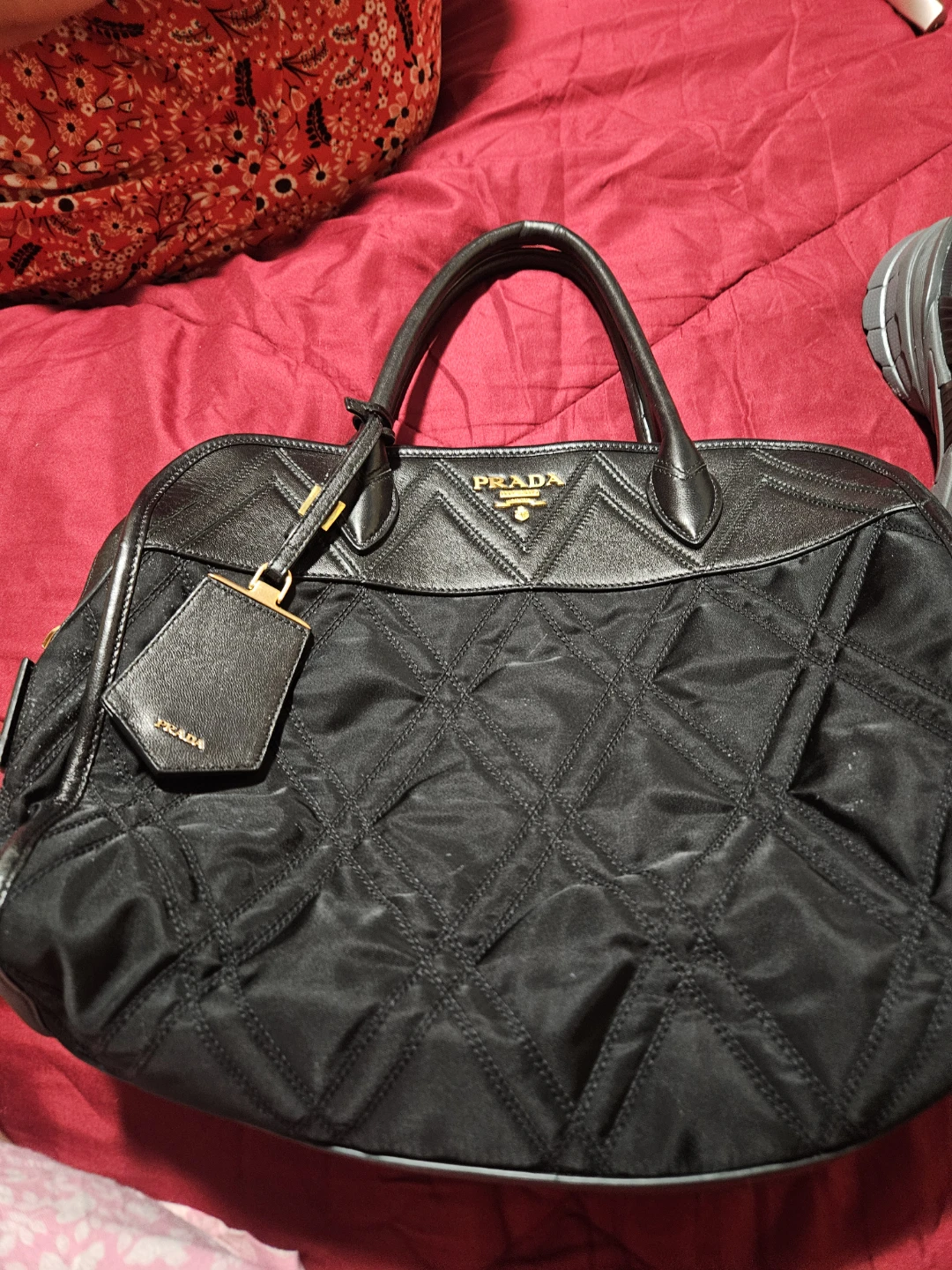 Prada Quilted Nylon & Leather Tote Bag Black - photo 3