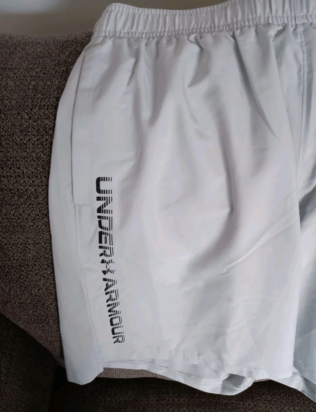 NWT Under Armour Mens Shorts.  XXL Tech Woven Wordmark.  White. - photo 2