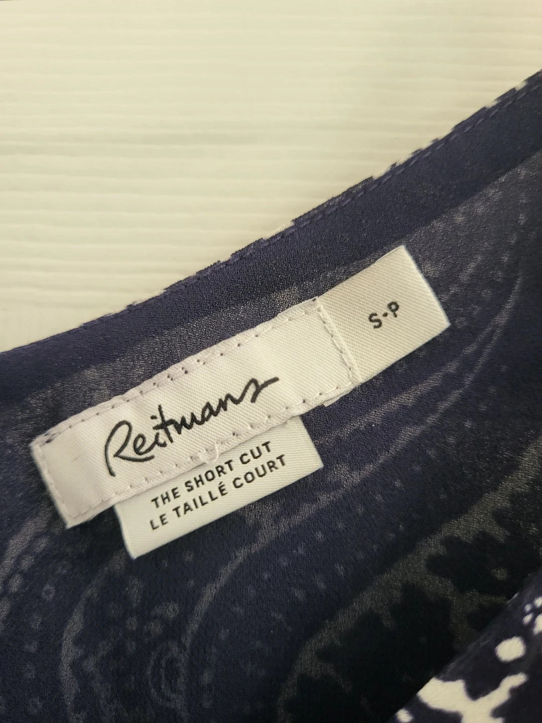 Reitmans Navy Paisley Cold Shoulder Blouse - photo 2