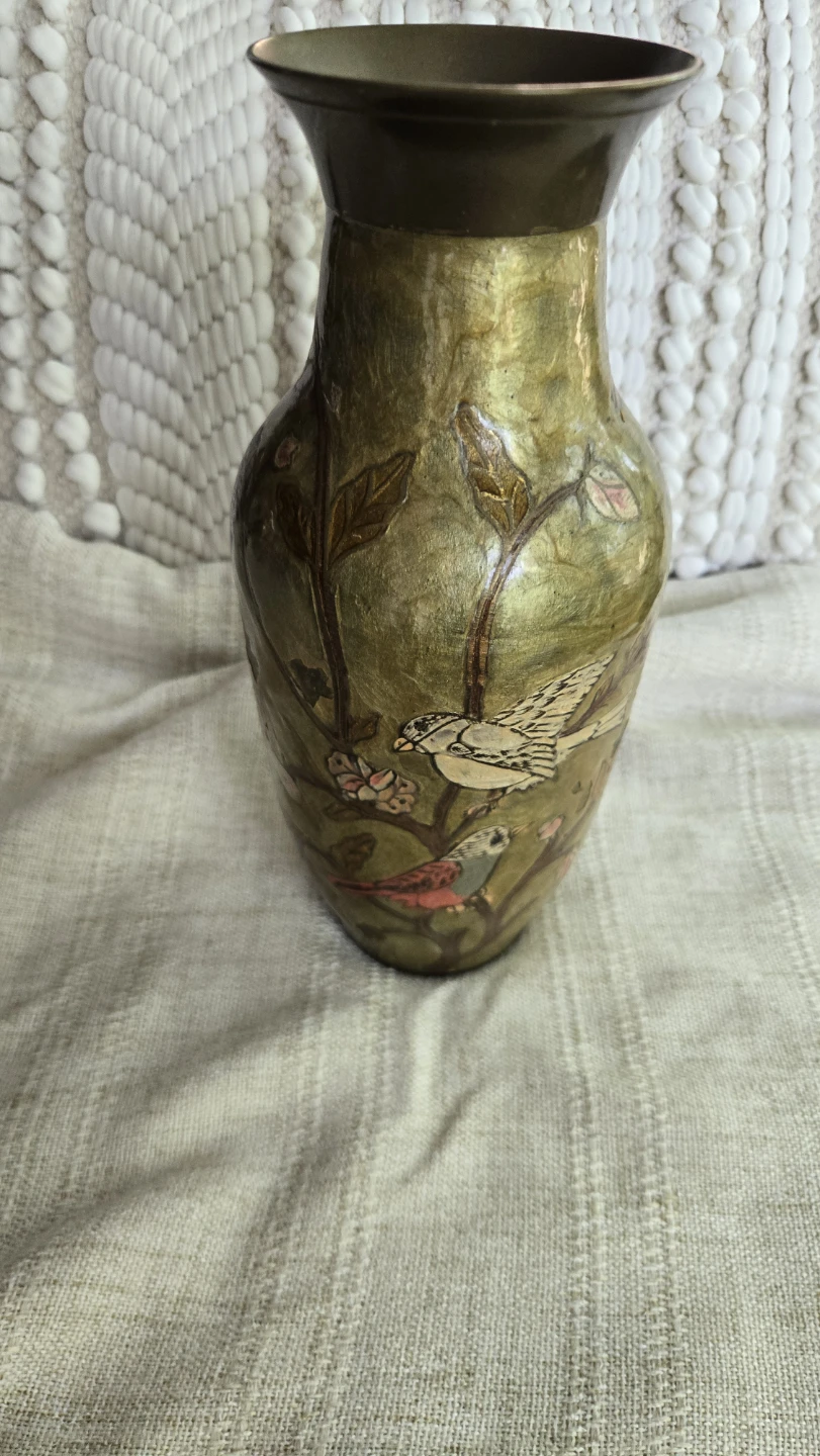 Vintage Decorative Vase with Bird Motif