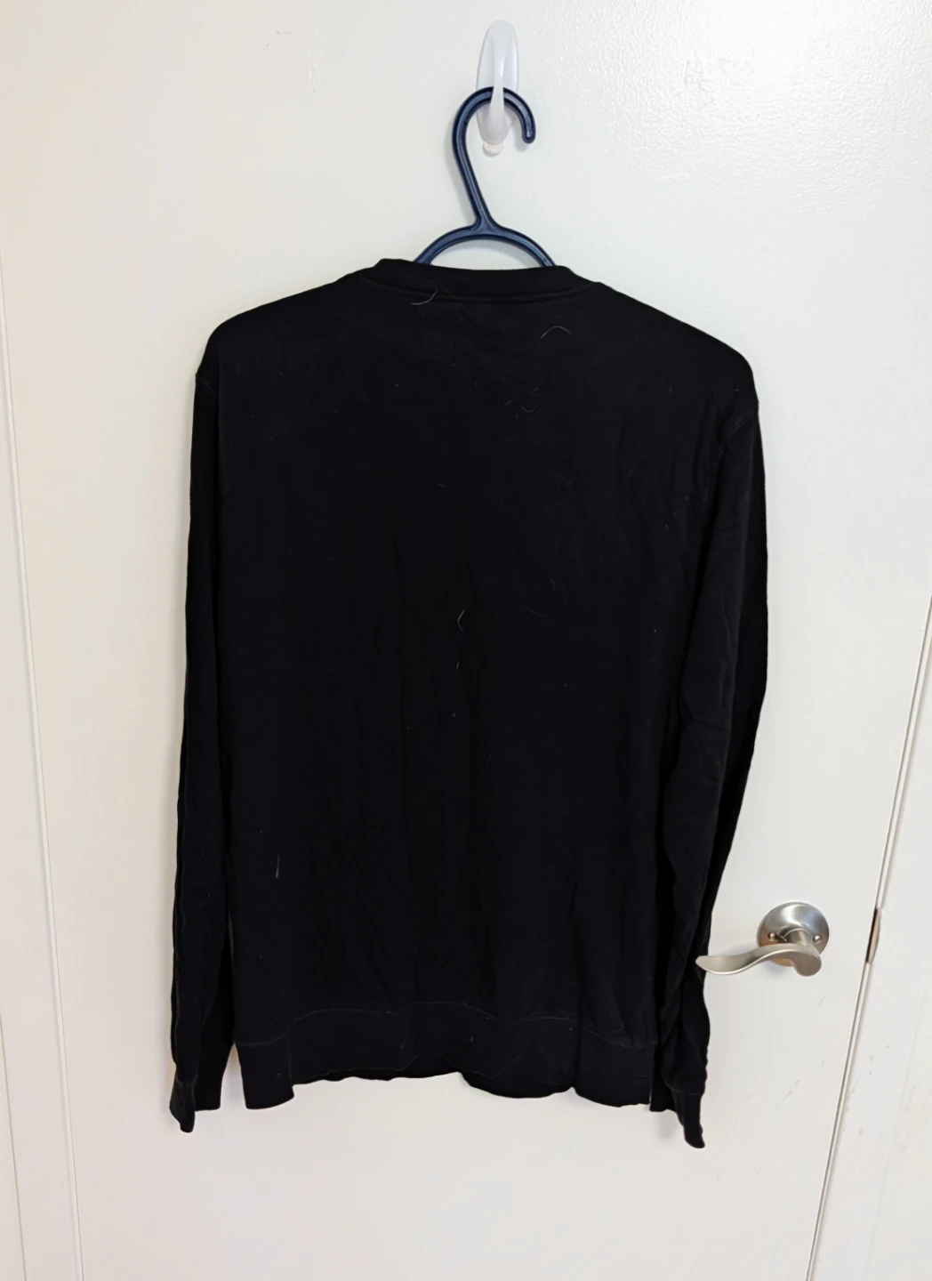 Black Divided Long Sleeve Crew Neck Sweater  - Men's Medium - photo 3
