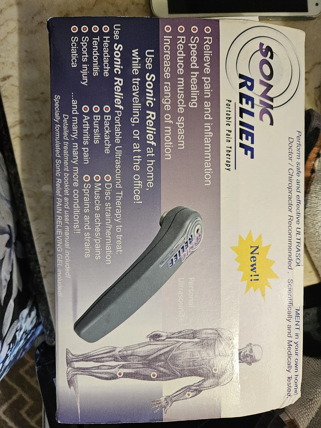 Sonic Relief Portable Ultrasound Pain Therapy Device
