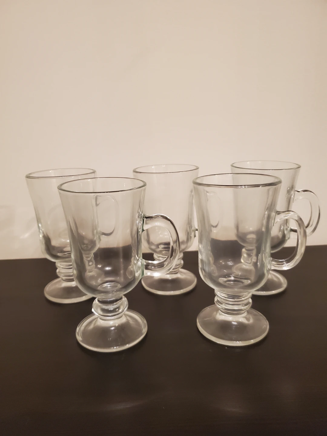 Set of 5 Clear Glass Irish Coffee Mugs
