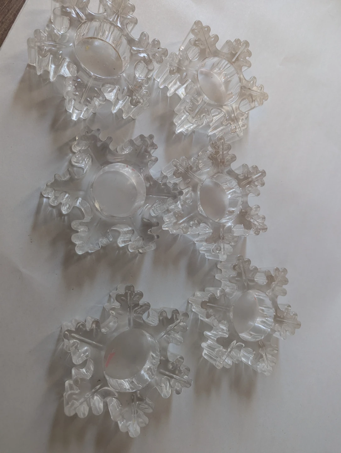 Clear Snowflake Tea Light Holders - Set of 6