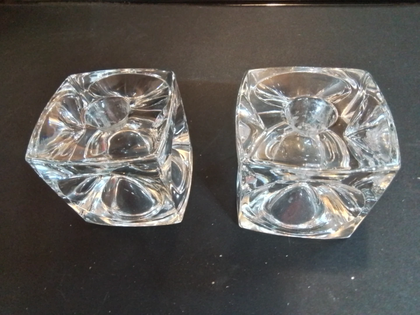 Mid Century Modern Sklo Union Ice Cube Glass Candle Holders