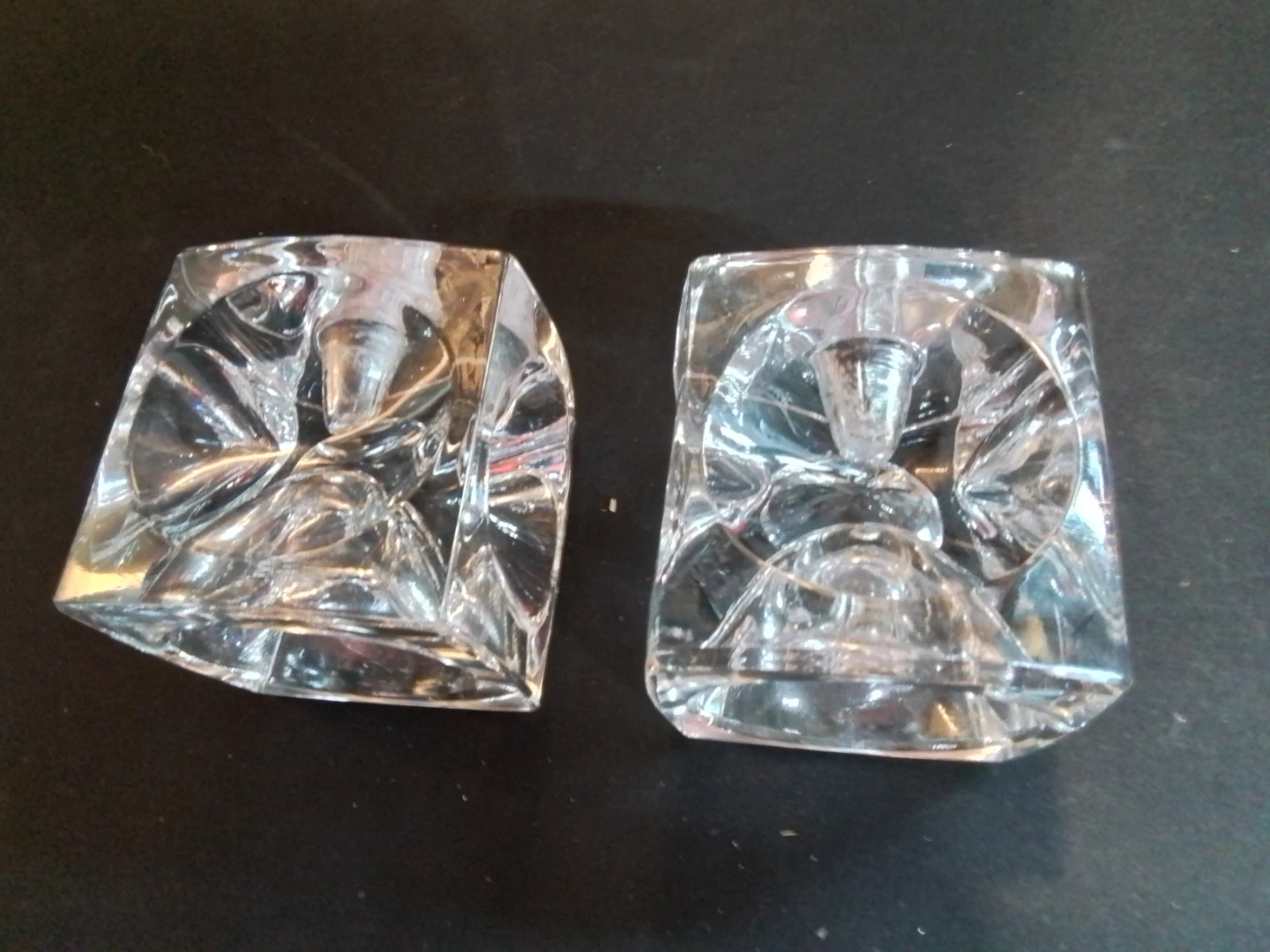 Mid Century Modern Sklo Union Ice Cube Glass Candle Holders - photo 2