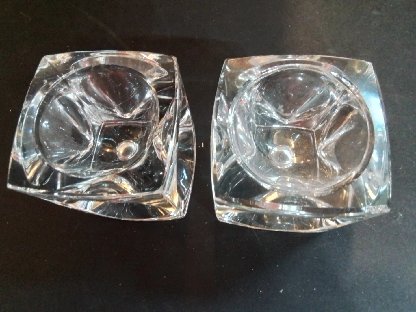 Mid Century Modern Sklo Union Ice Cube Glass Candle Holders - photo 3