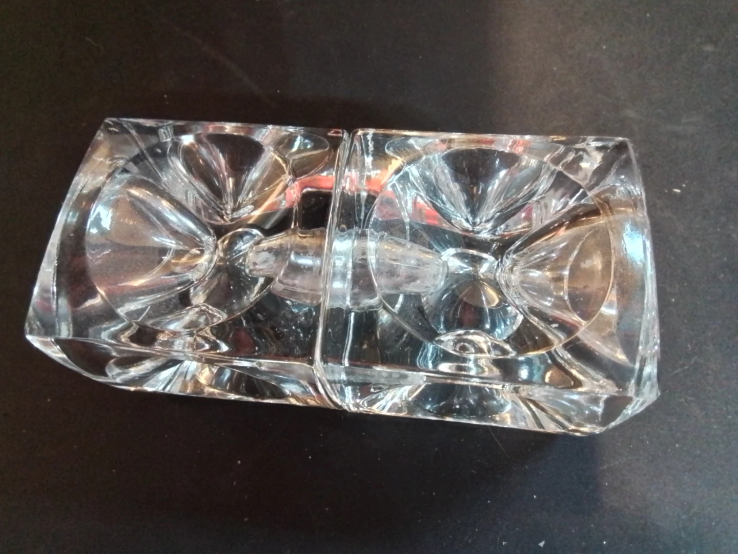 Mid Century Modern Sklo Union Ice Cube Glass Candle Holders - photo 4