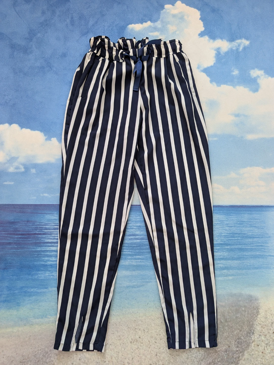 Blue and White Striped Pants XS