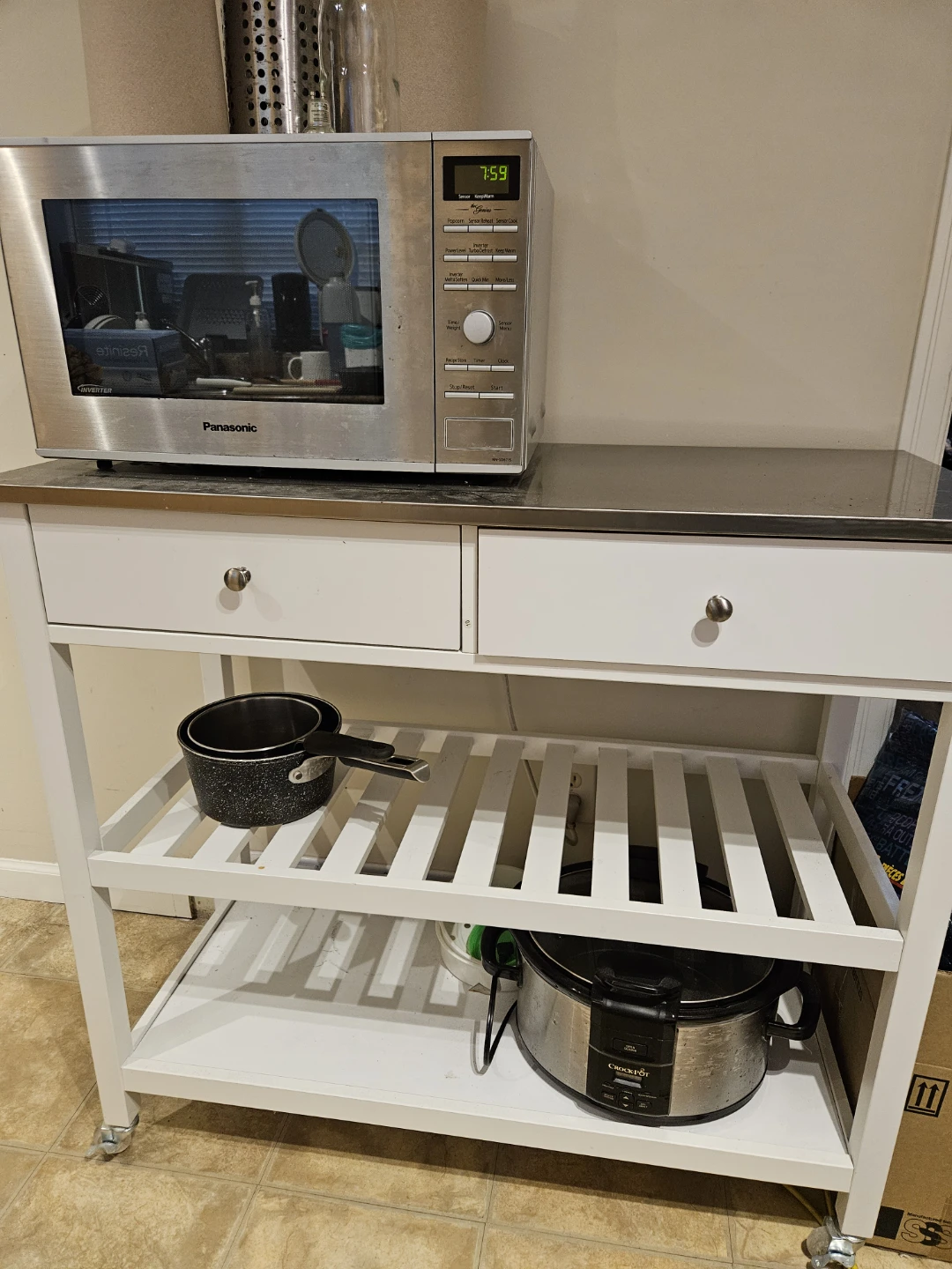 Kitchen Island Cart with Stainless Steel Top - photo 2