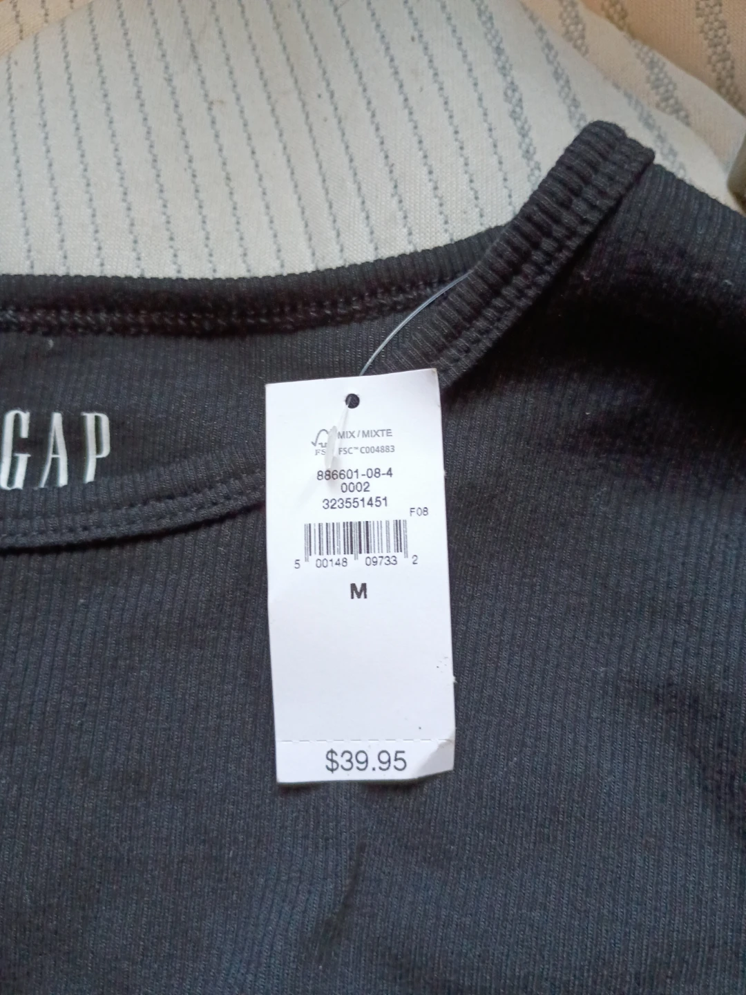 GAP Black Ribbed T-Shirt Size M - photo 2
