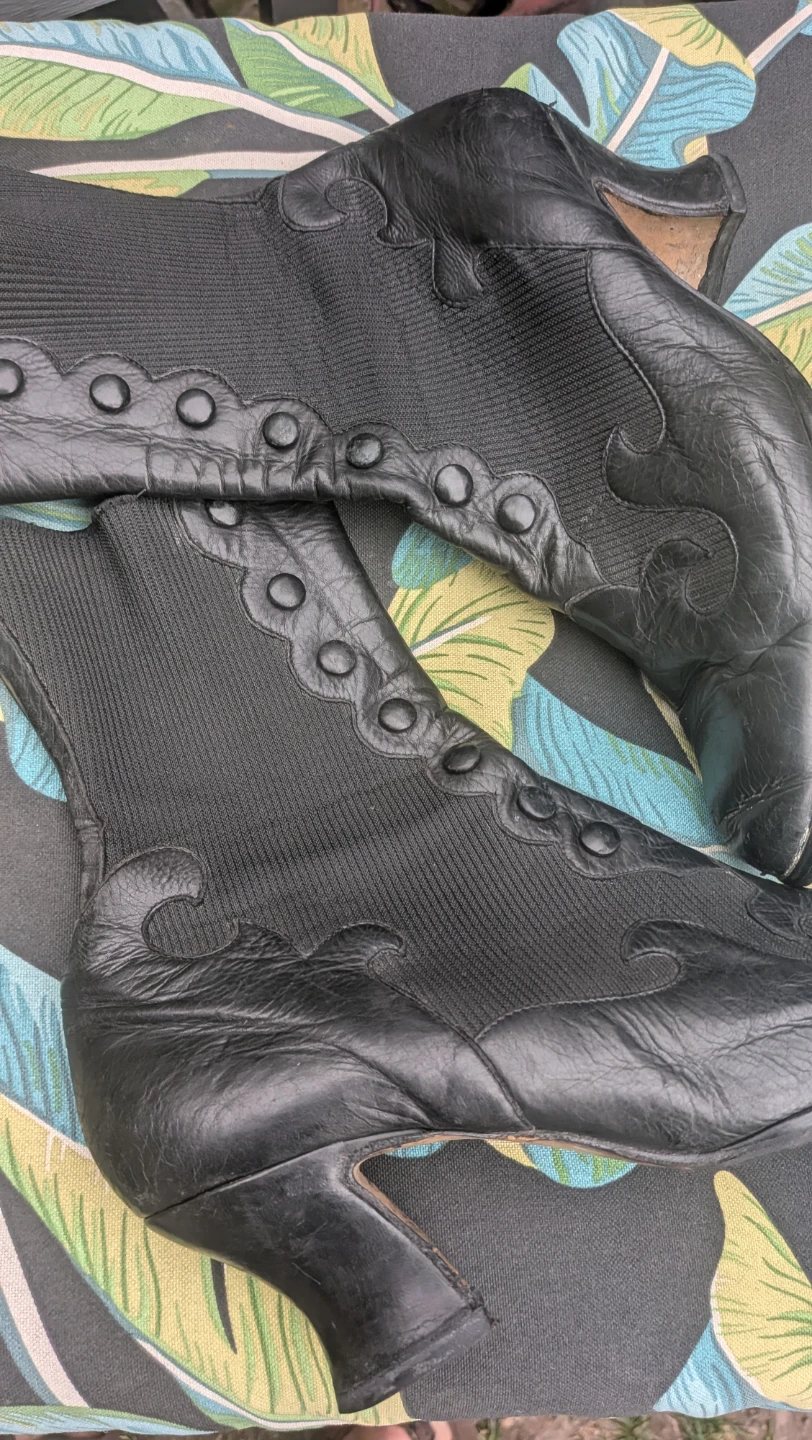 Black Leather Steampunk Boots sz 41  made in Italy