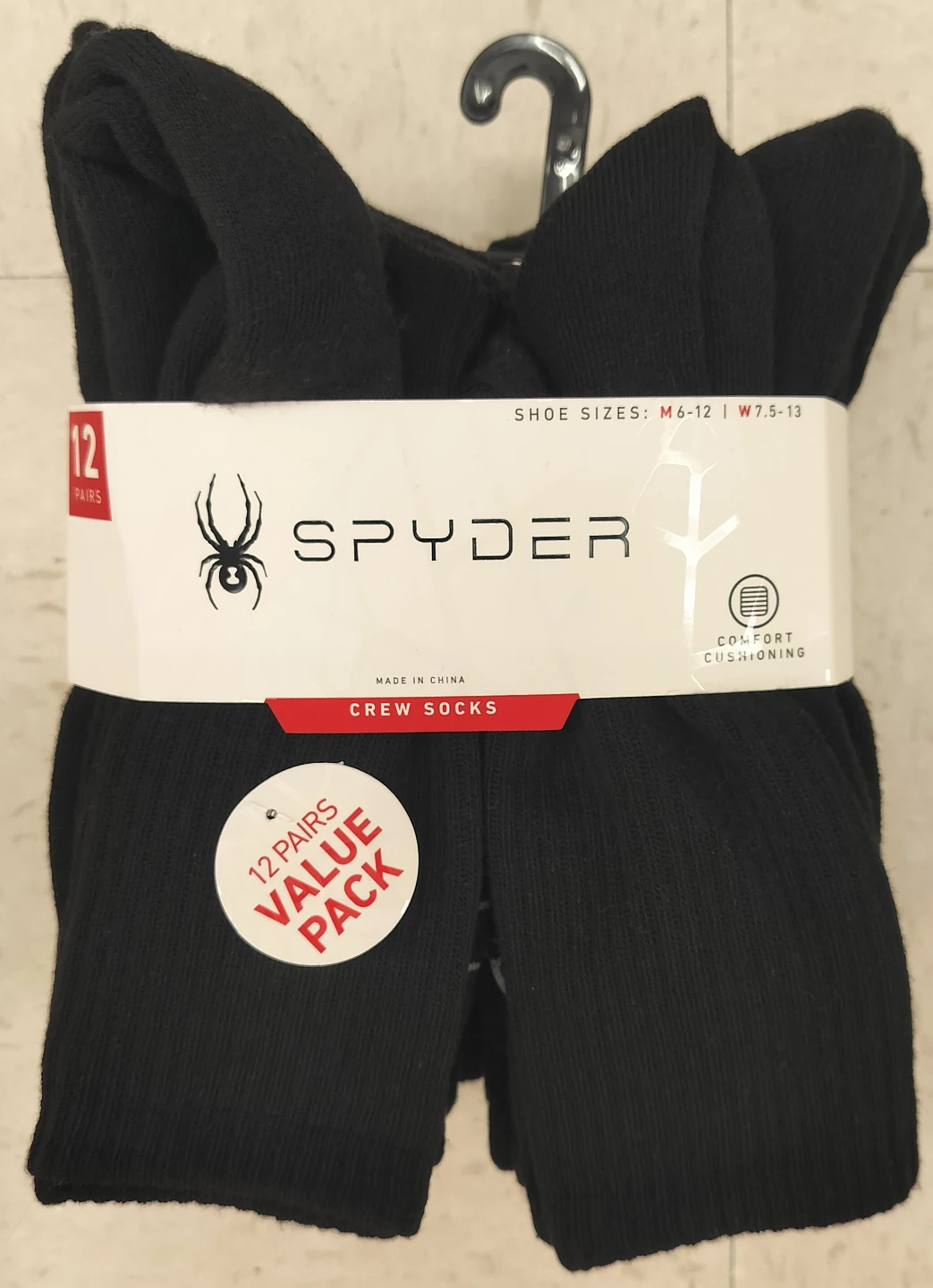 Spyder Men's Crew Socks - 12 Pairs