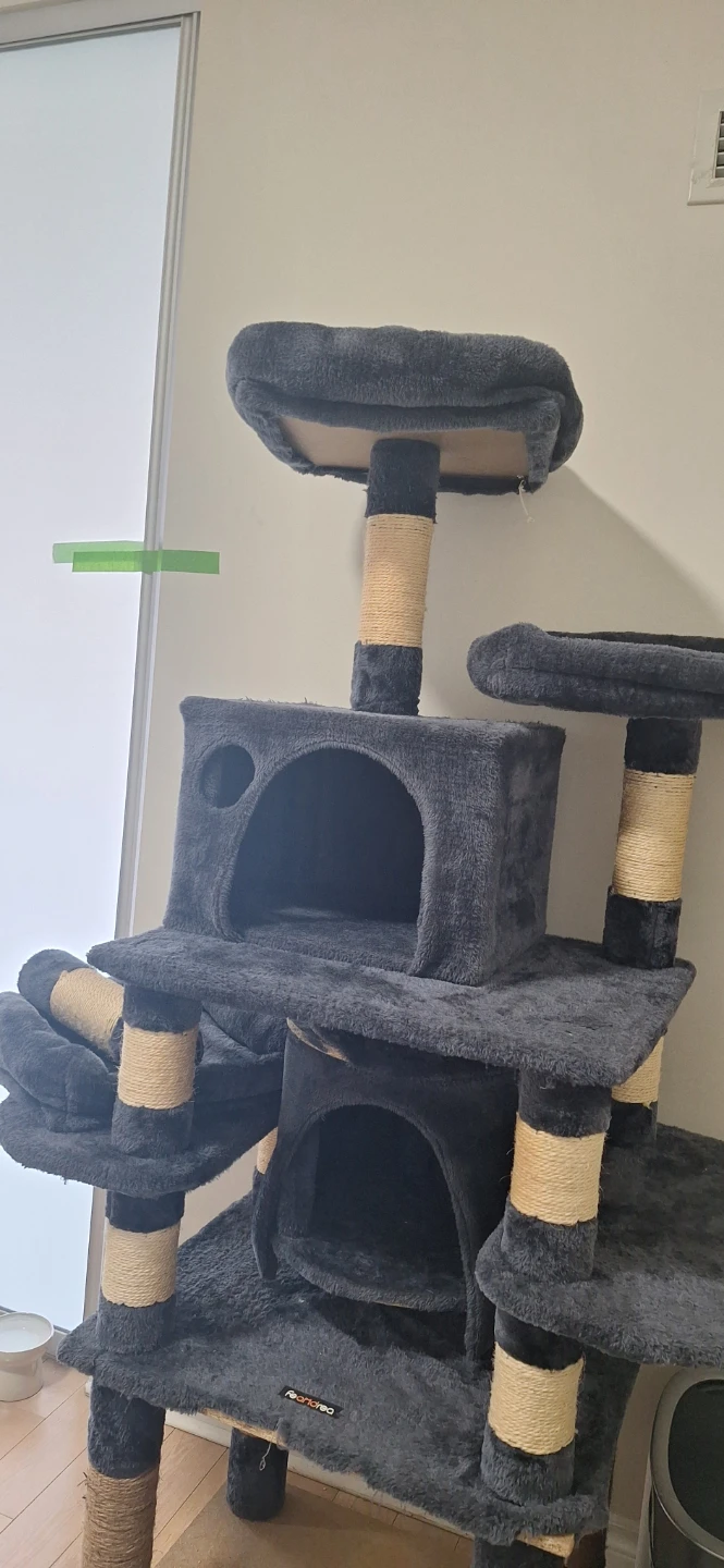 Grey Cat Tree with multiple platforms and perches - photo 2