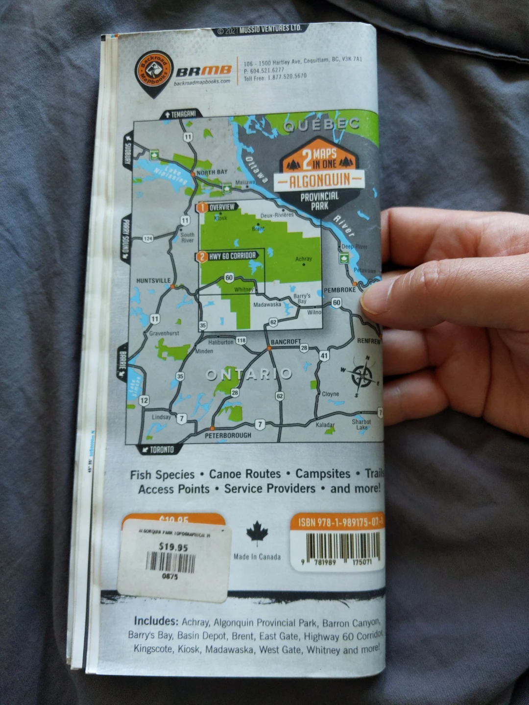 $10 (orig. $22 w tax)  Algonquin Provincial Park Waterproof Map - photo 2