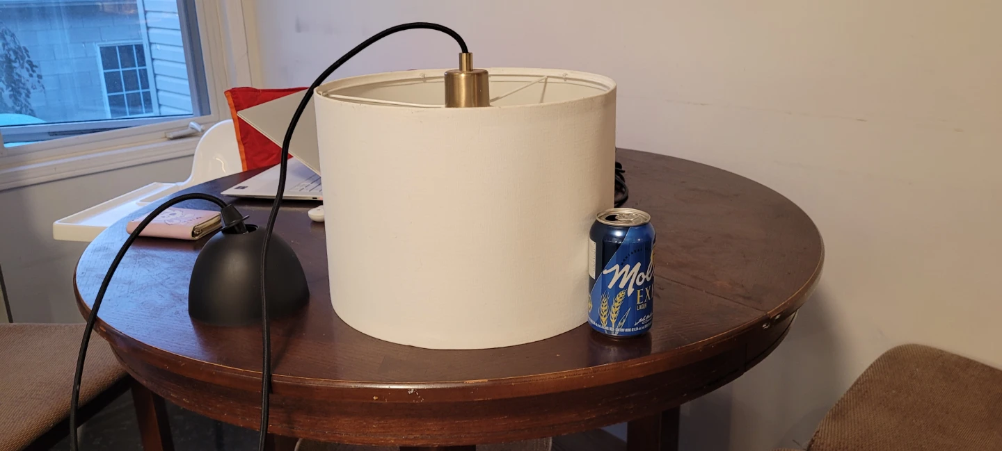 White Drum Lampshade with Black Fixture