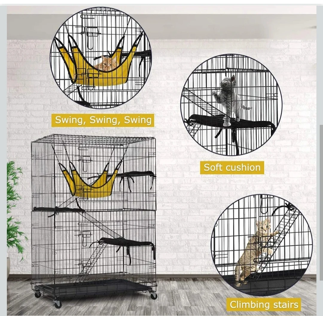48 Inches 4-Tier Cat Cage Crate Kennel Playpen With , 3 Beds, - photo 3