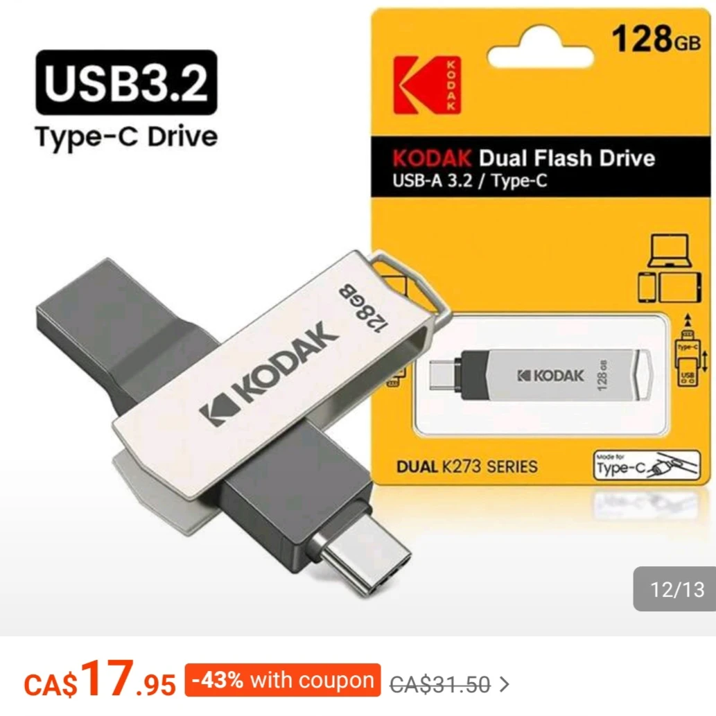 KODAK Dual Flash Drive 128GB USB-A 3.2/Type-C - photo 2