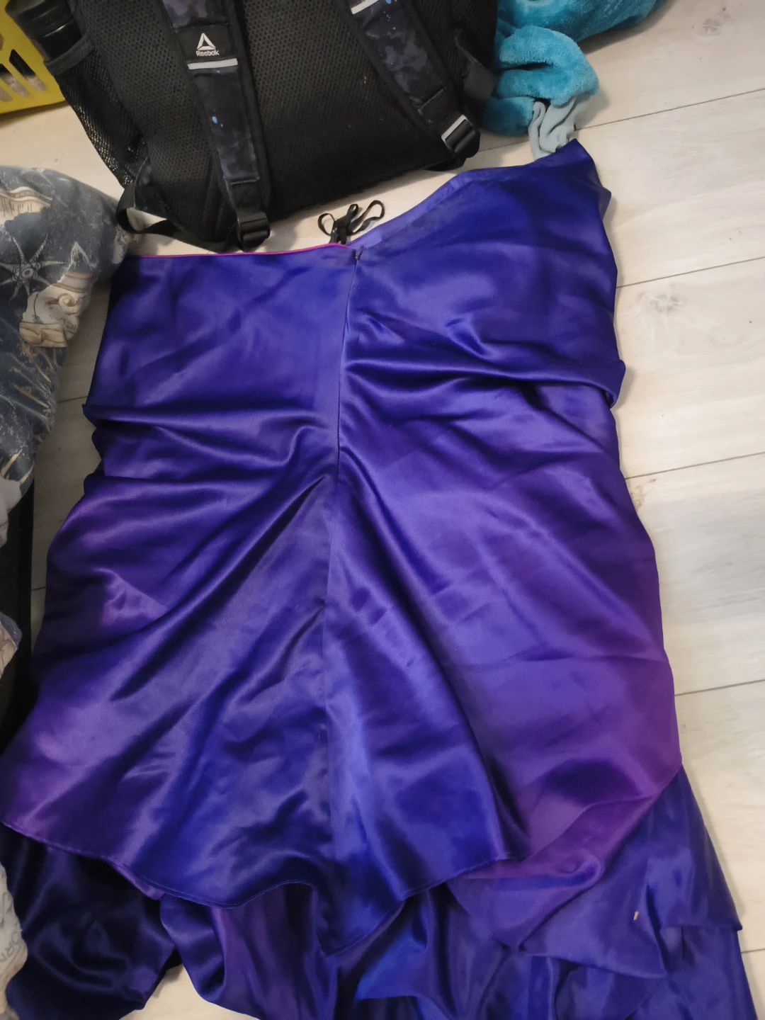 Purple and pink ombre ruffled strapless dress - photo 4